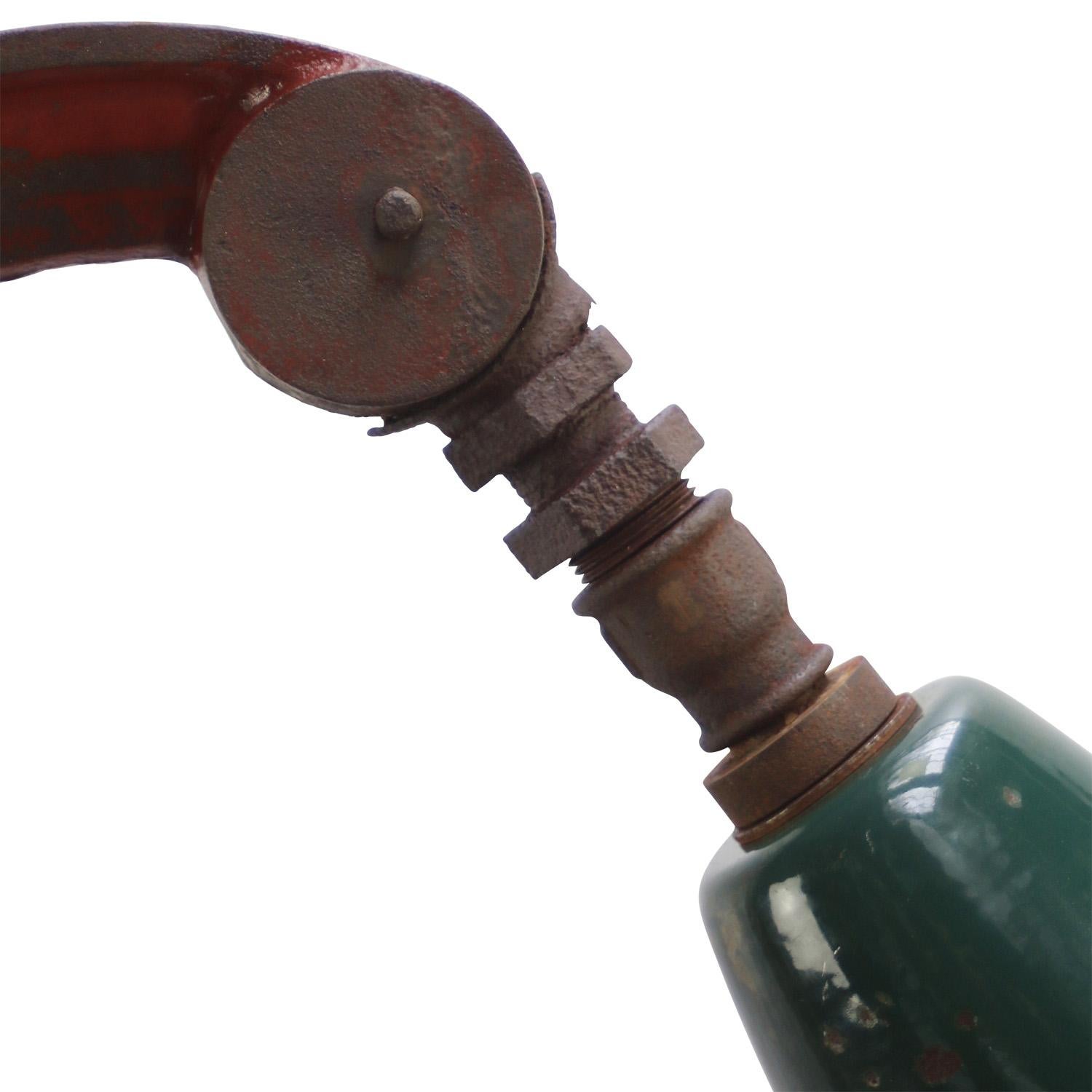 French Art Deco Petrol Green Enamel Cast Iron Clear Glass Streetlight by Sammode In Good Condition For Sale In Amsterdam, NL