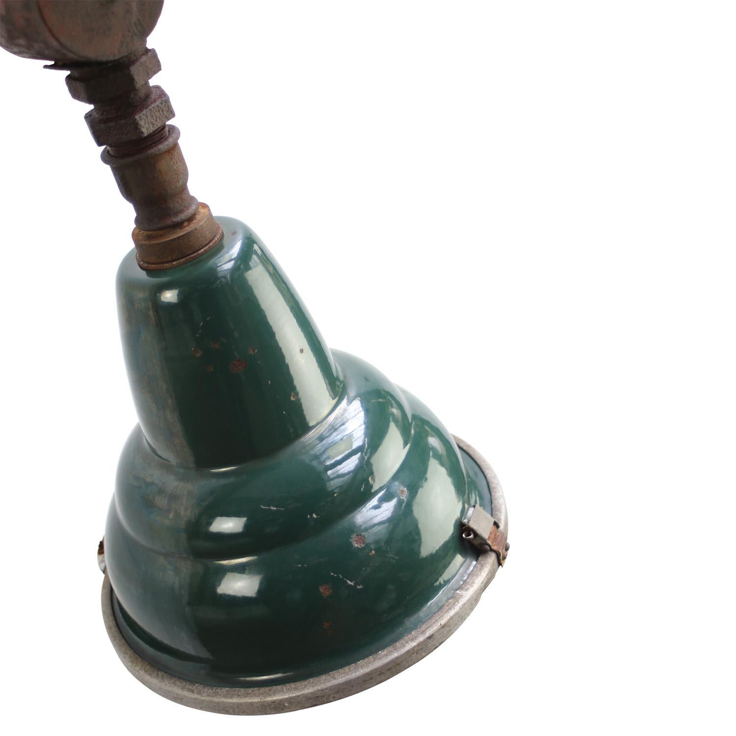 French Art Deco Petrol Green Enamel Cast Iron Clear Glass Streetlight by Sammode For Sale 1