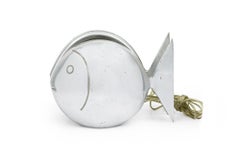 French Art Deco Pewter Fish Table Lamp