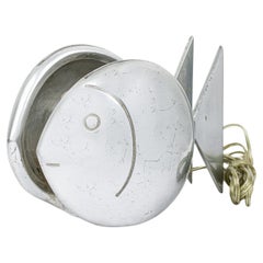 French Art Deco Pewter Fish Table Lamp