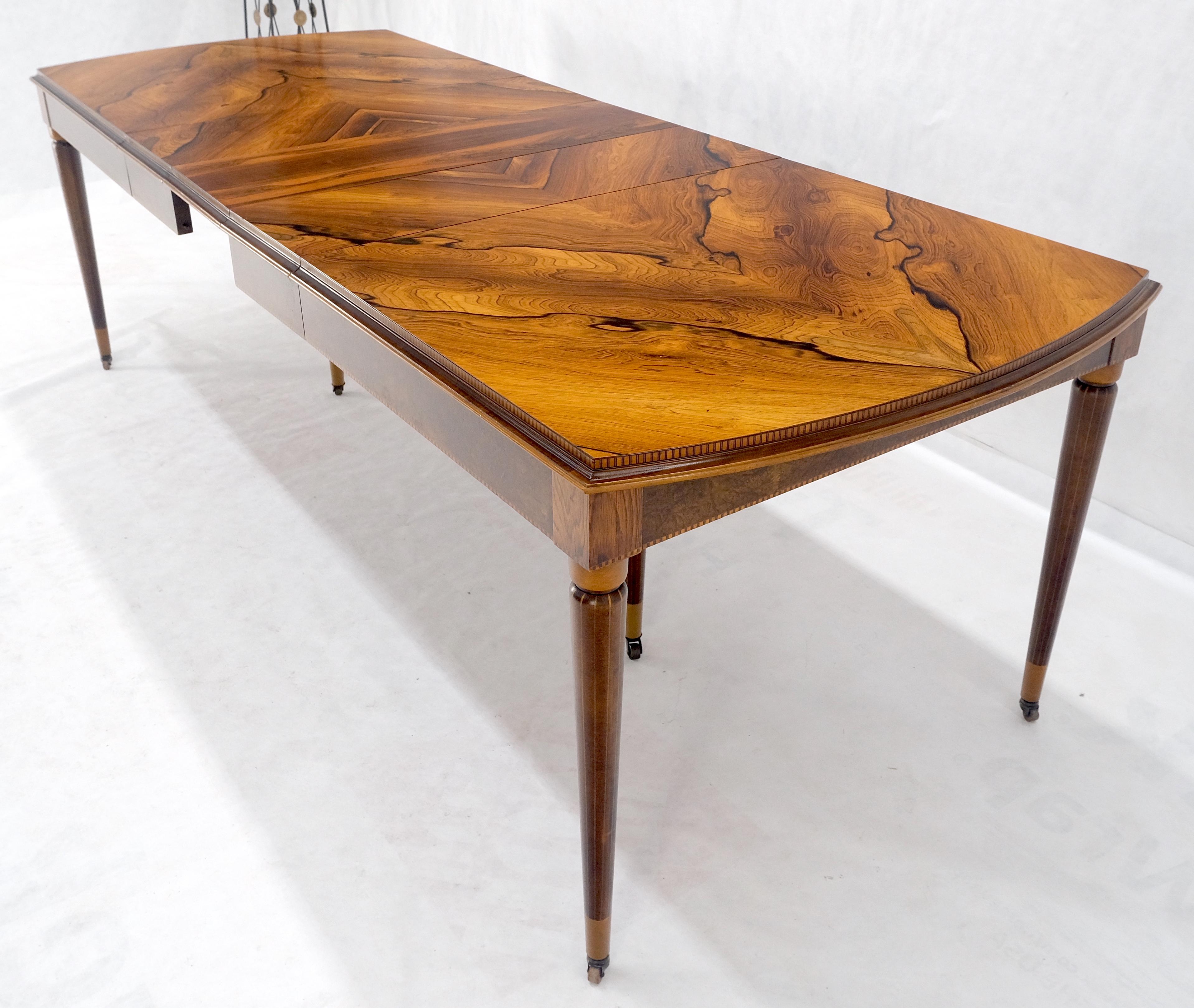 Table de salle à manger compacte Art déco français à motif phénoménal en bois de rose 3 feuilles MINT en vente 4