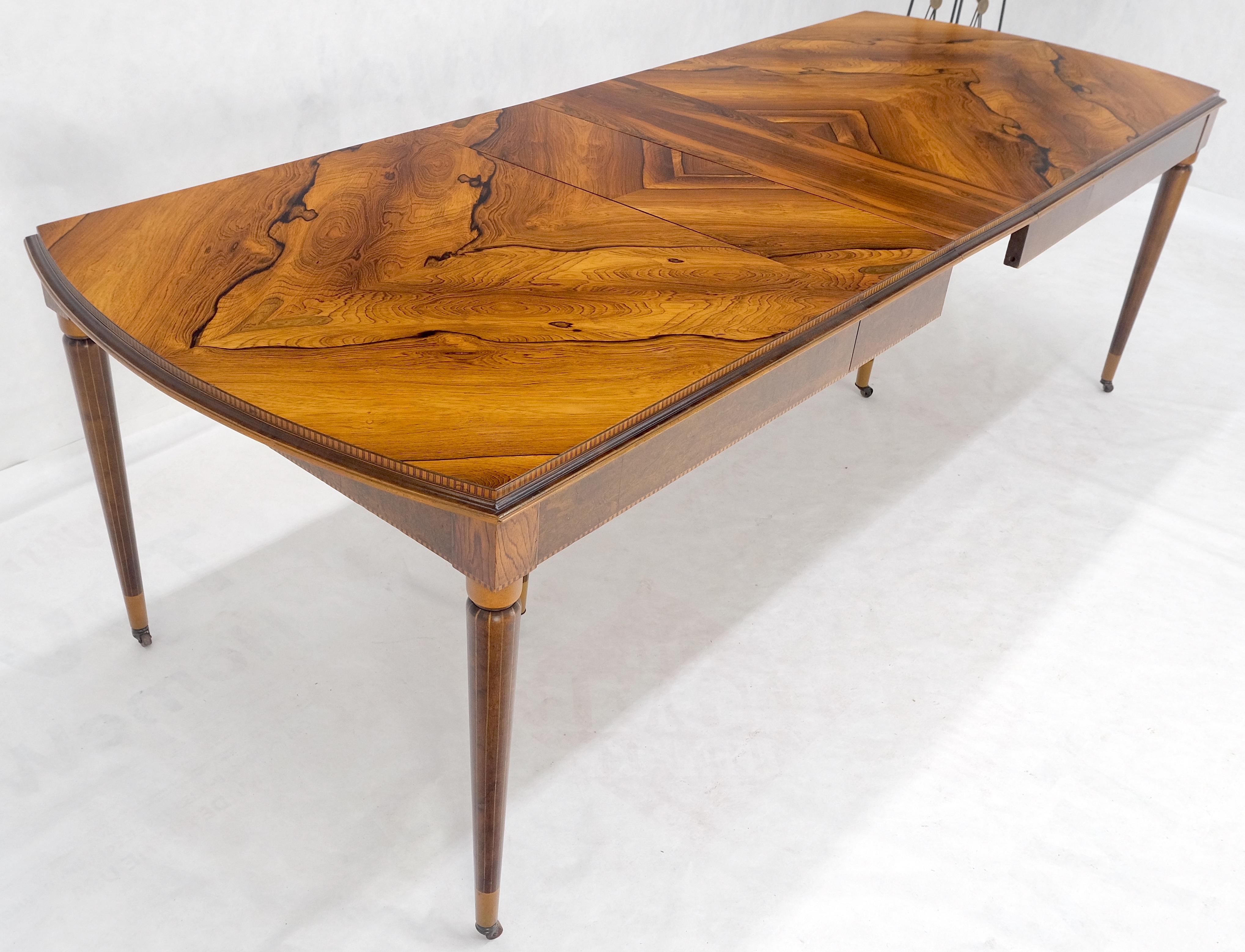 Table de salle à manger compacte Art déco français à motif phénoménal en bois de rose 3 feuilles MINT en vente 7
