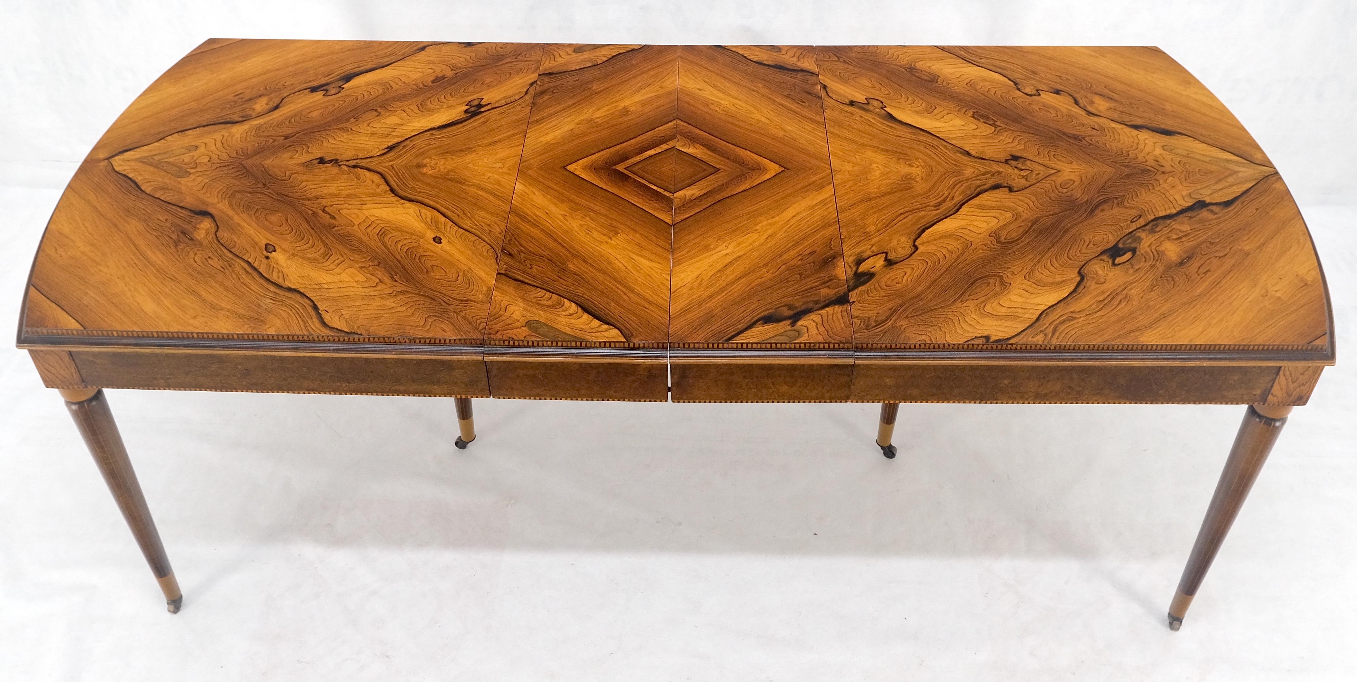 Table de salle à manger compacte Art déco français à motif phénoménal en bois de rose 3 feuilles MINT en vente 9