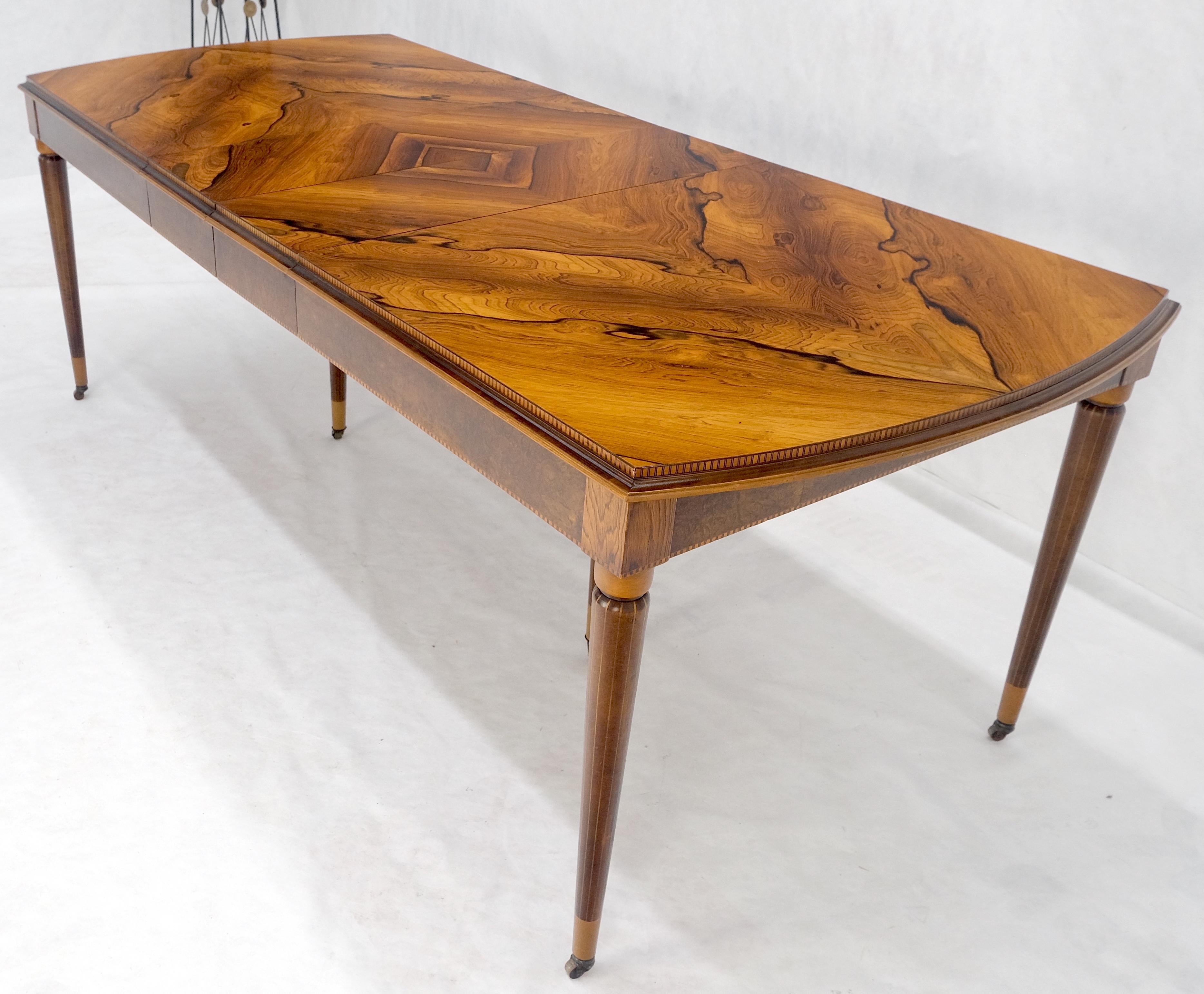 Table de salle à manger compacte Art déco français à motif phénoménal en bois de rose 3 feuilles MINT en vente 10