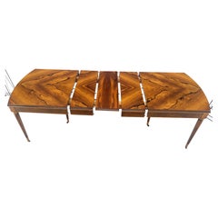 French Art Deco Phenomenal Rosewood Pattern Compact Dining Table 3 Leaves MINT