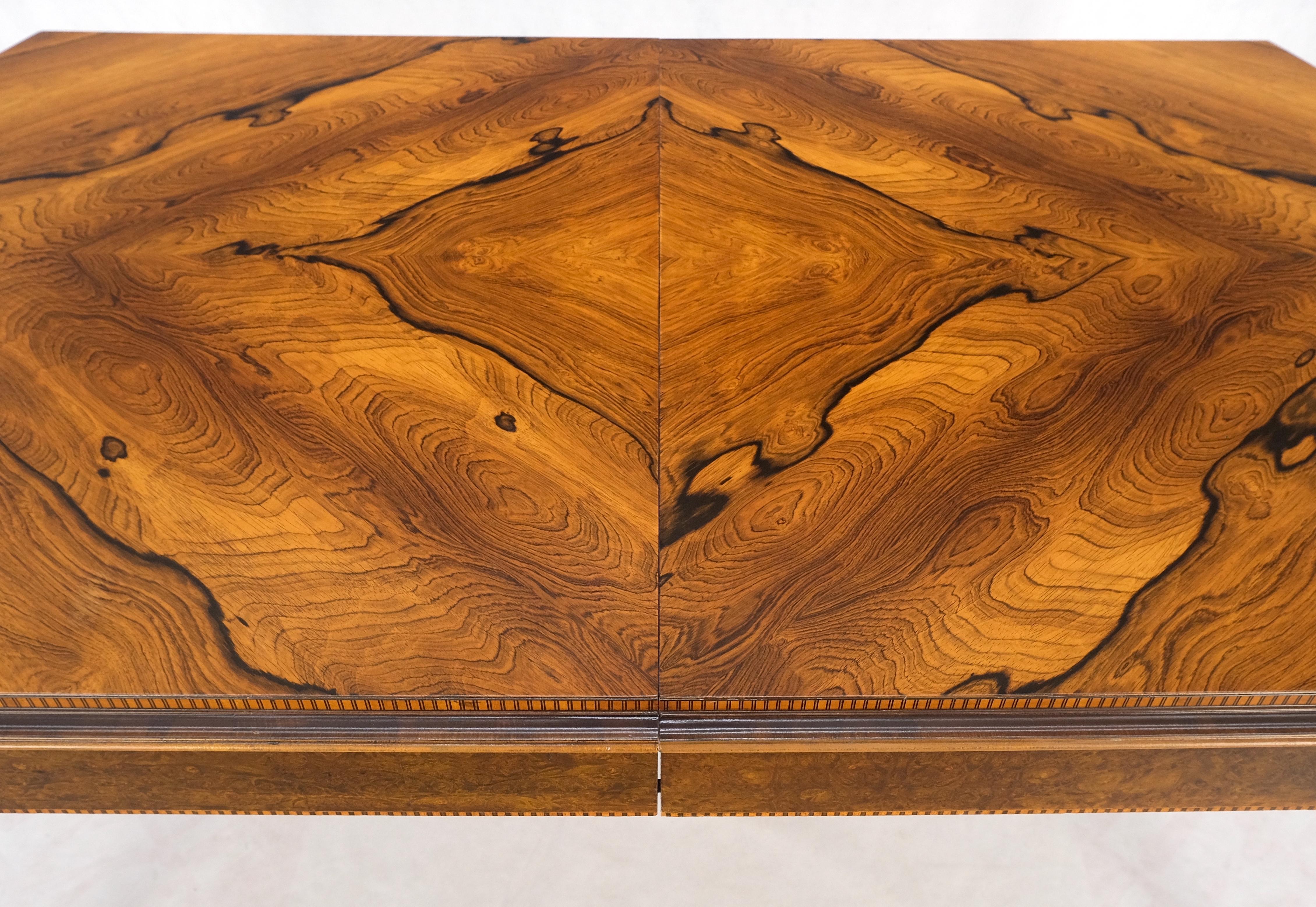 Bois de rose Table de salle à manger compacte Art déco français à motif phénoménal en bois de rose 3 feuilles MINT en vente