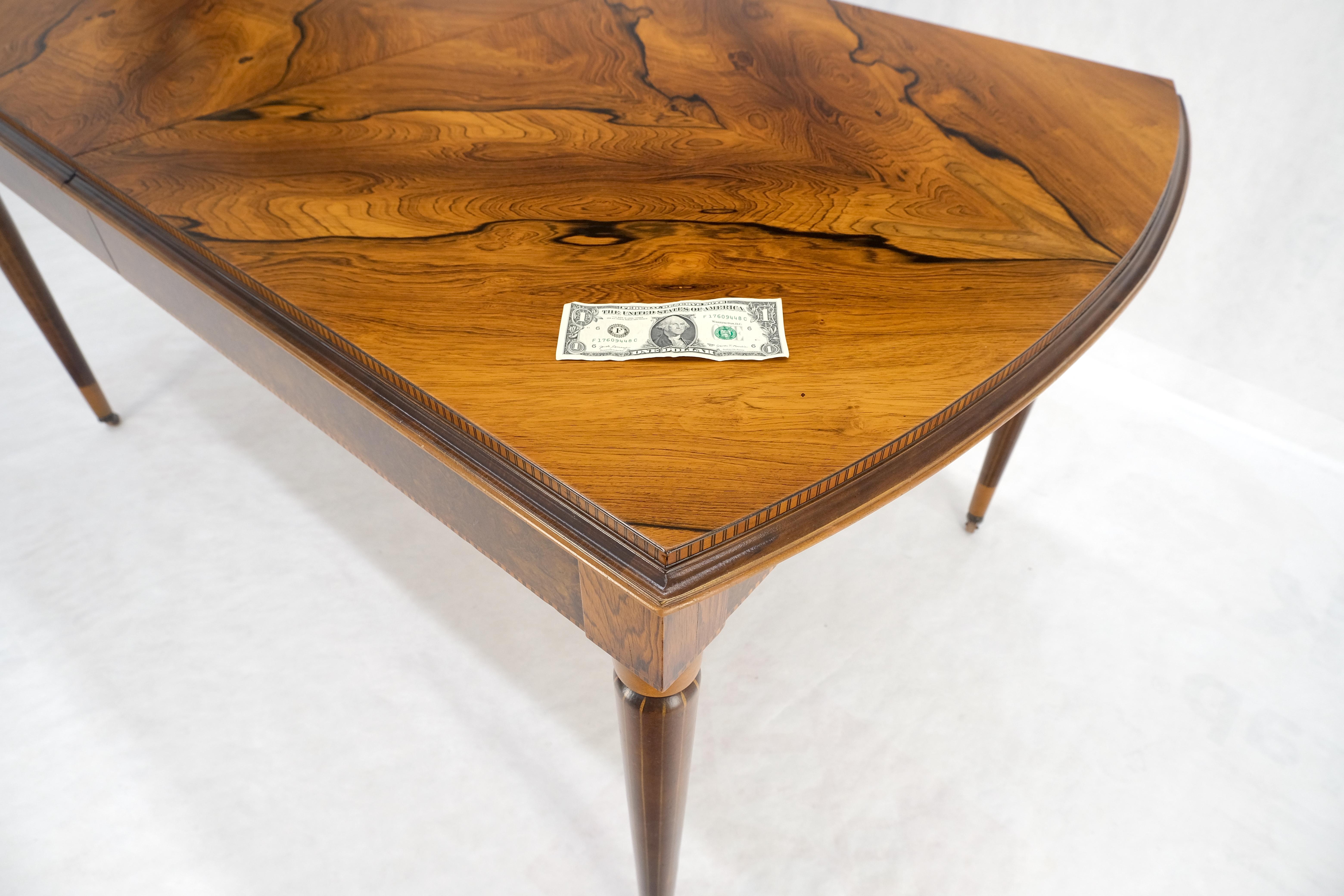 Table de salle à manger compacte Art déco français à motif phénoménal en bois de rose 3 feuilles MINT en vente 1