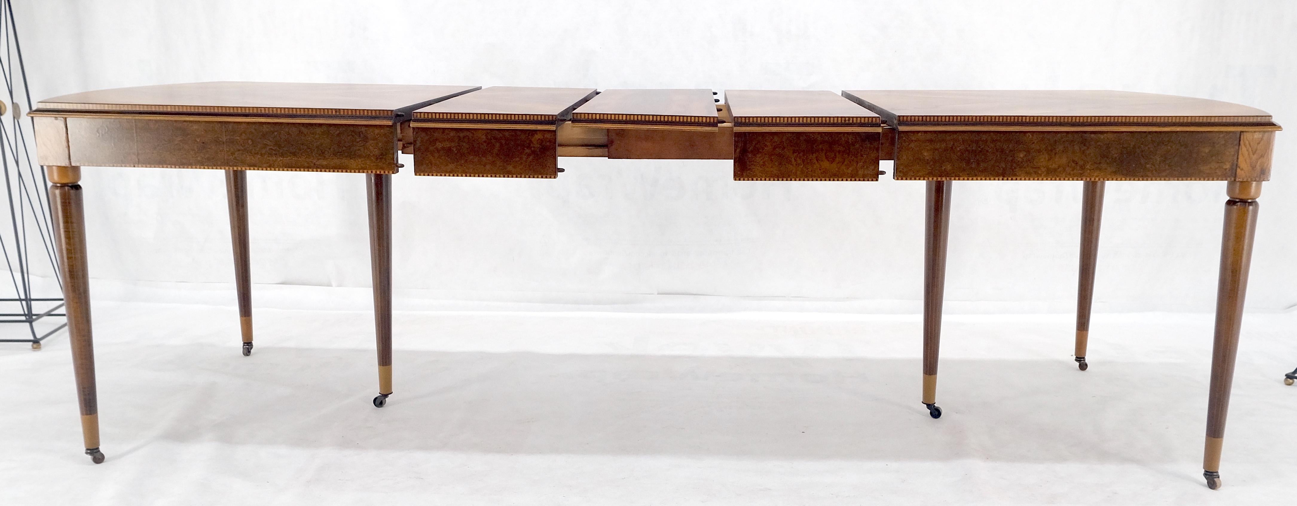 Table de salle à manger compacte Art déco français à motif phénoménal en bois de rose 3 feuilles MINT en vente 2