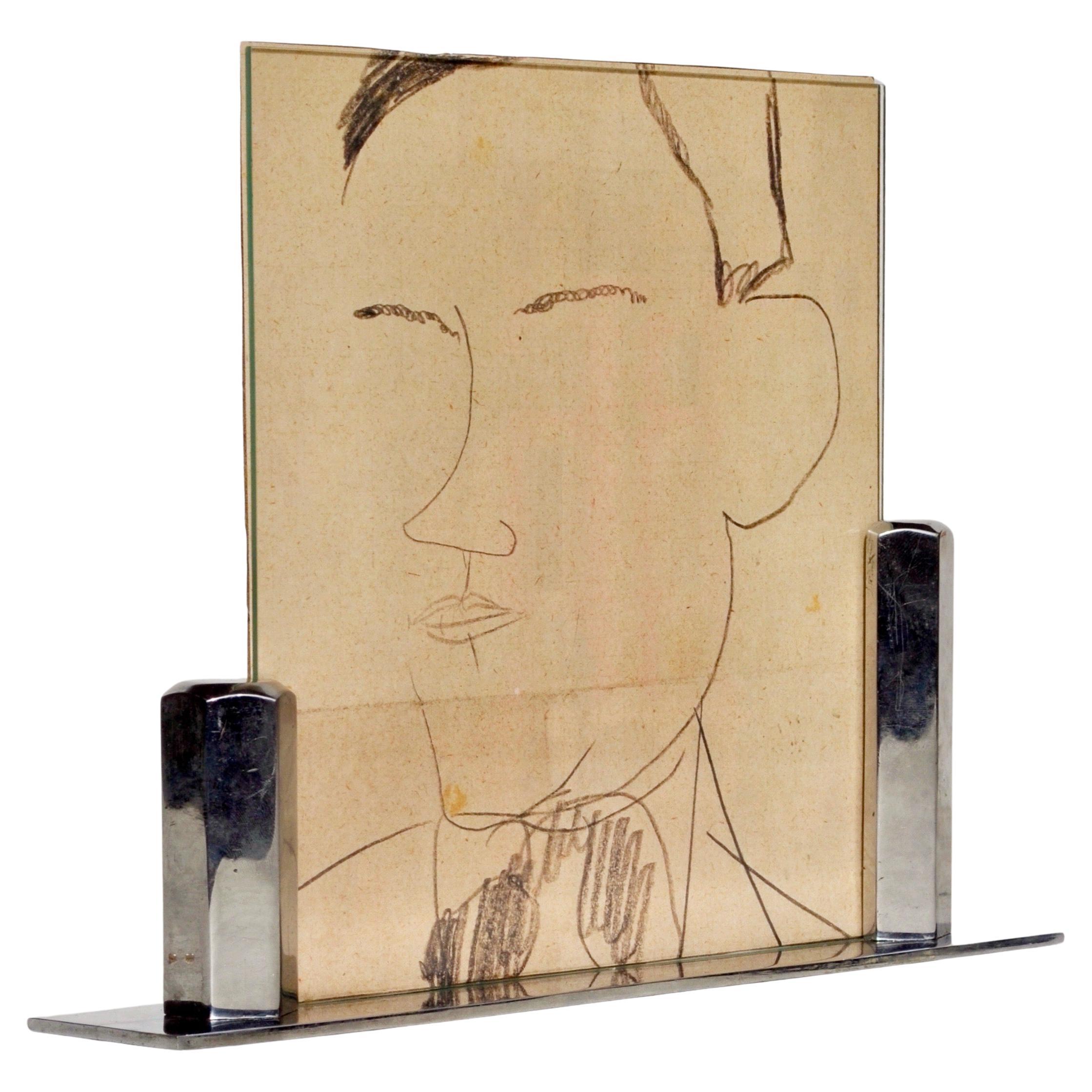 French Art Deco Photograph Frame, Chrome-Plated Steel & Glass, 1930s For Sale