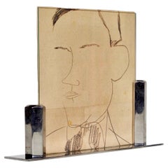 French Art Deco Photograph Frame, Chrome-Plated Steel & Glass, 1930s