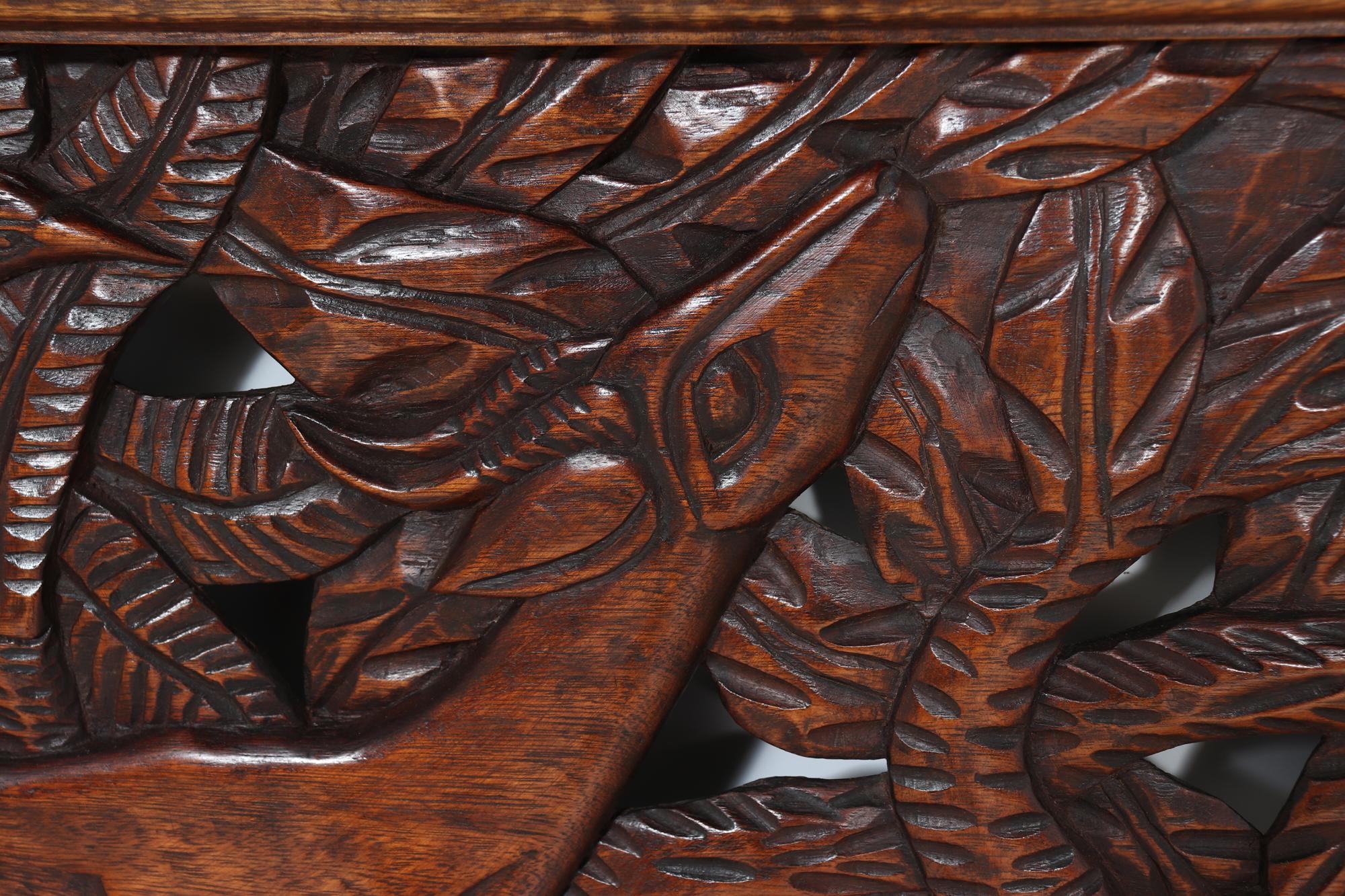 Oak French Art Deco Pierced Carving wall Panel For Sale