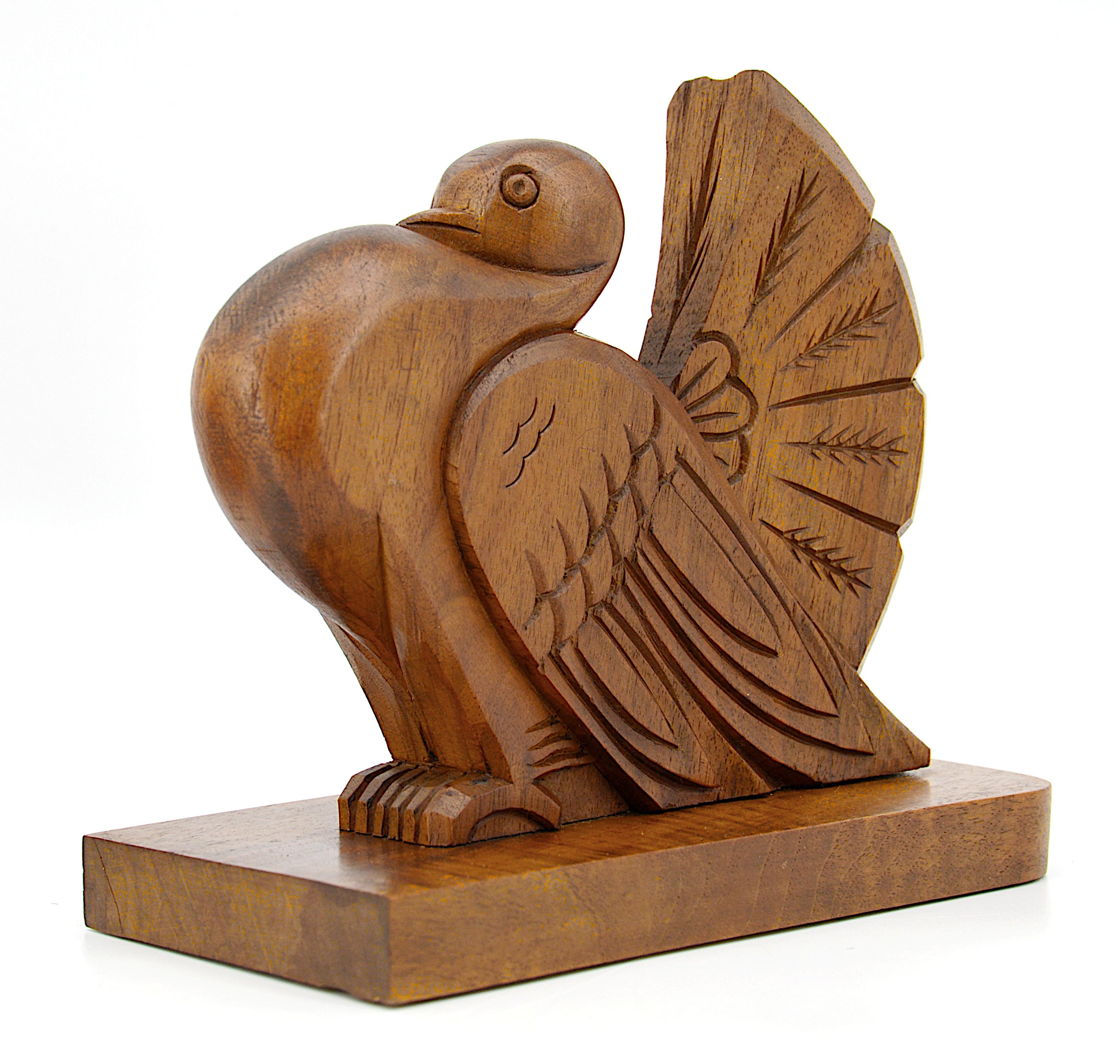 Mid-20th Century French Art Deco Pigeons Bookends, 1930s For Sale