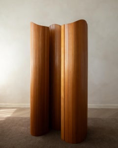 French Art Deco Pine Tambour Room Divider by Jomain Baumann for Baumann, 1930s