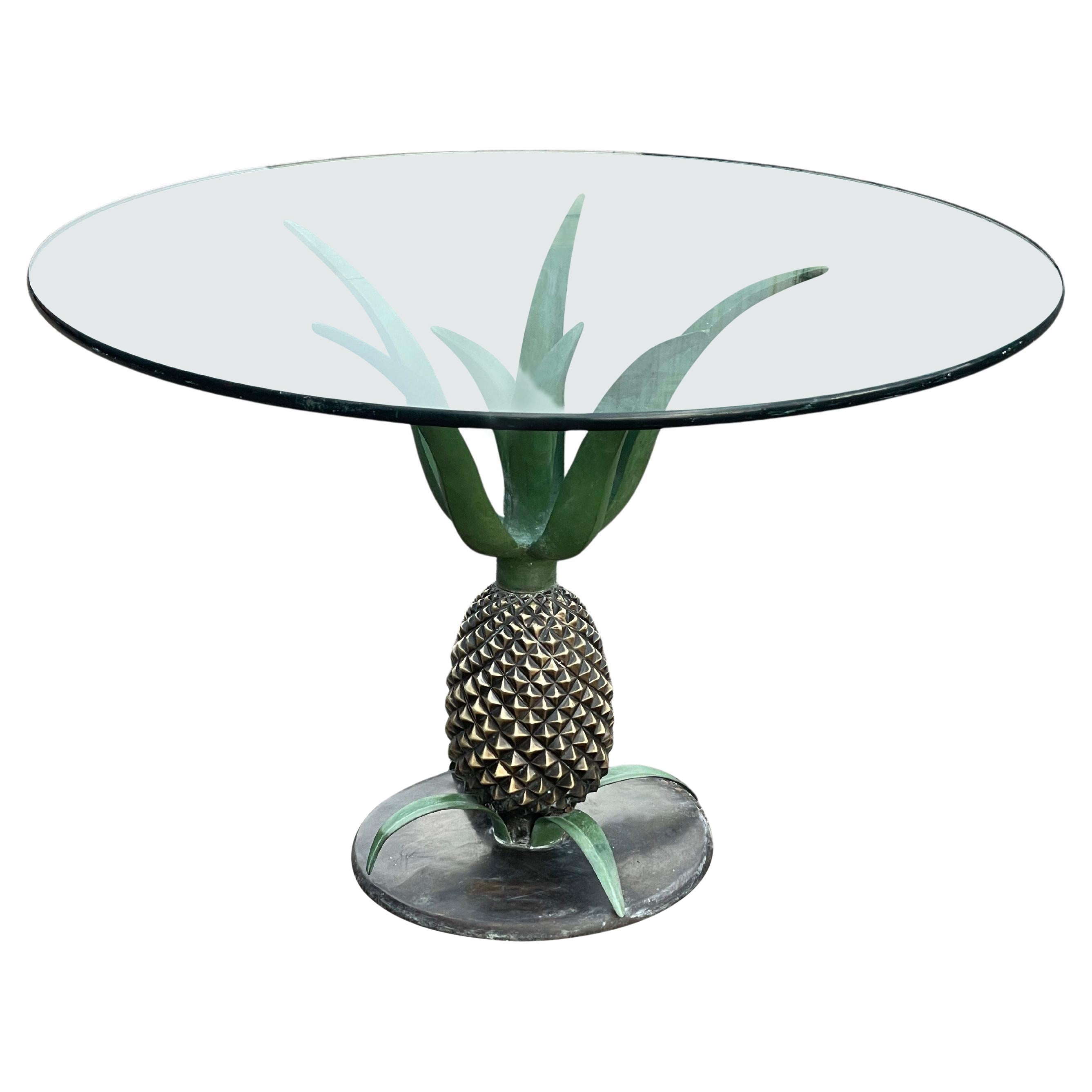 Table ananas en laiton et fer Art déco 1970