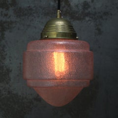 French Art Deco Pink Glass Pendant Lamp