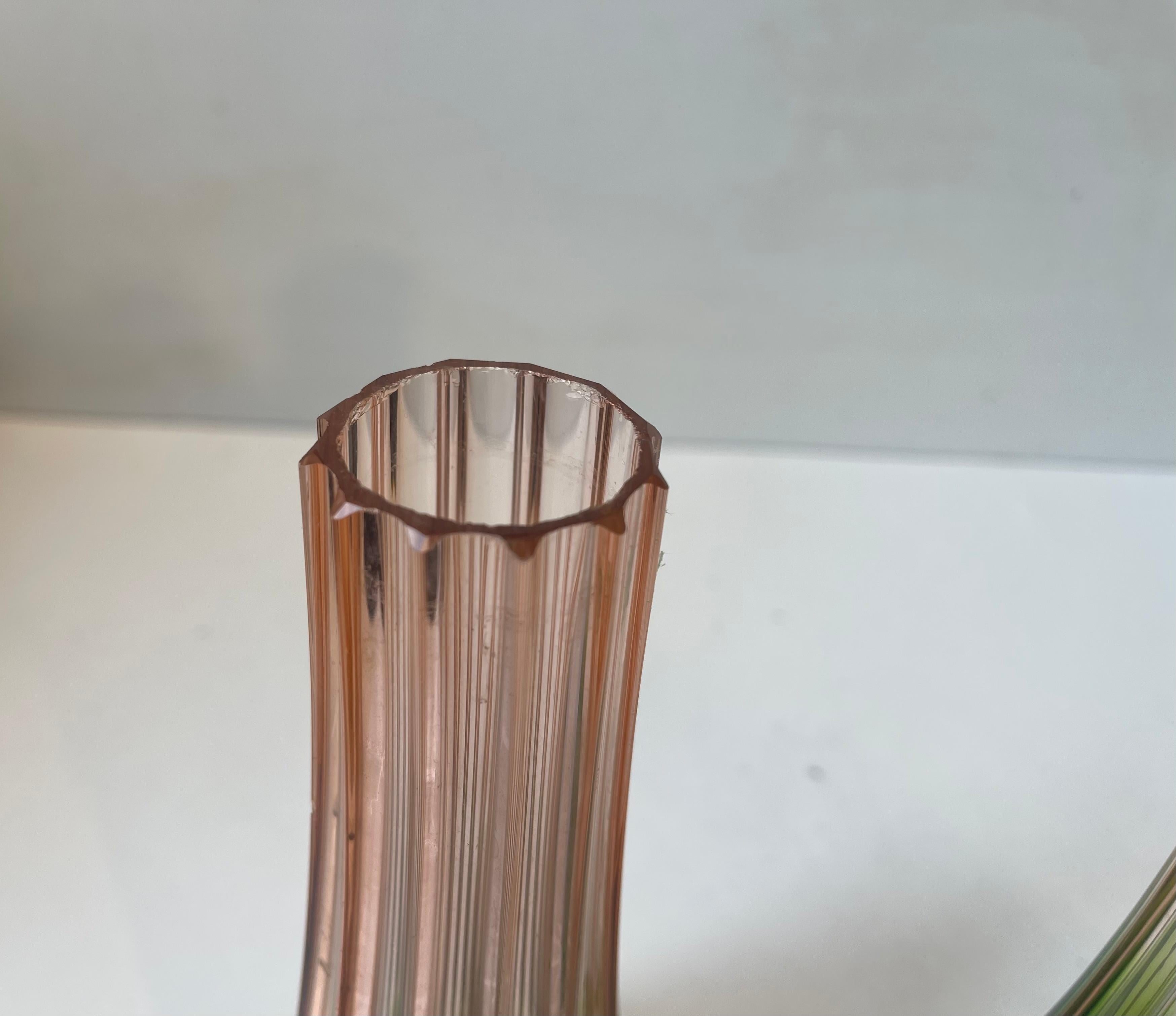 French Art Deco Pink & Green - 'Rubina Verde' Glass Vases, 1920s For Sale 5