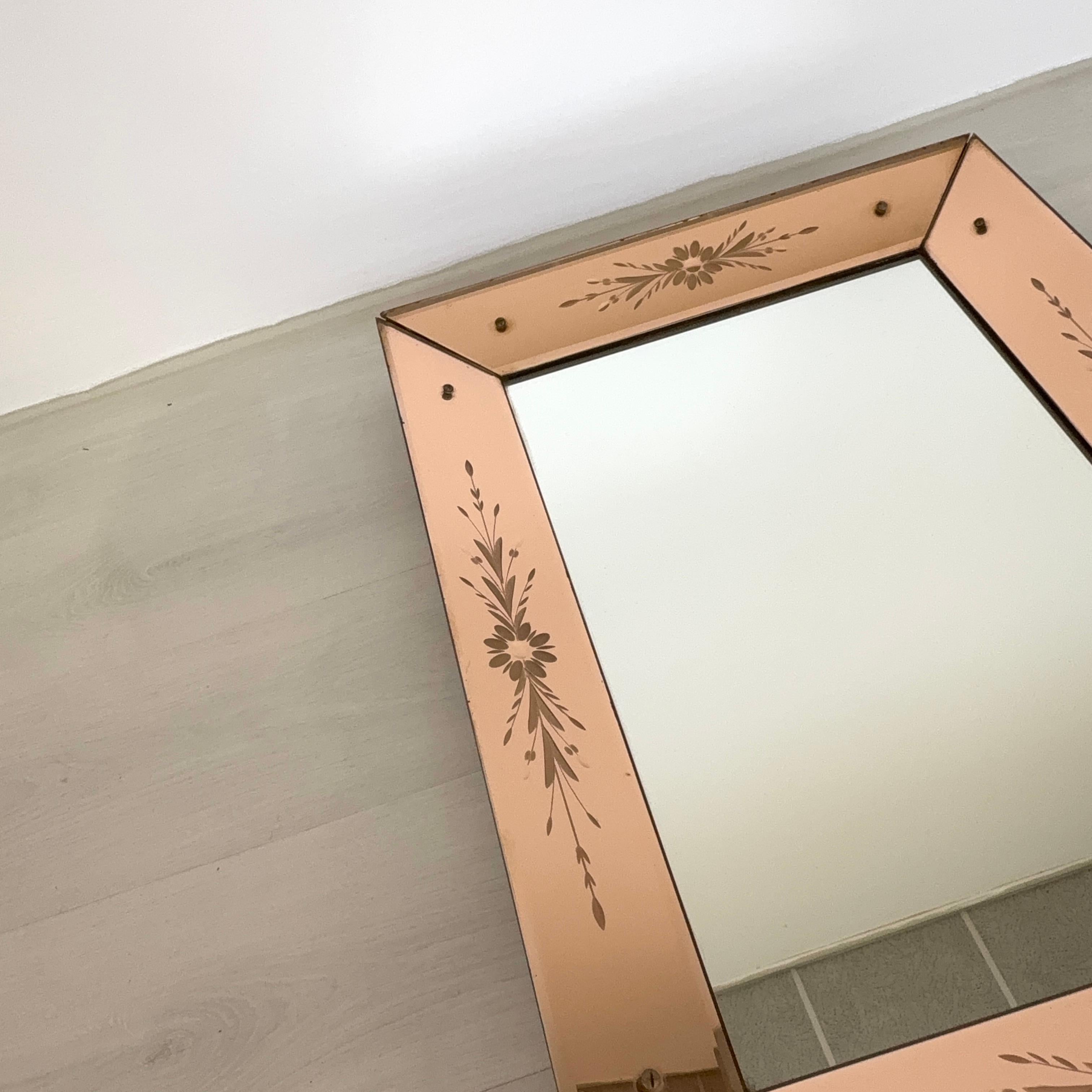 Espejo francés Art Deco Rosa, años 30 en venta 3