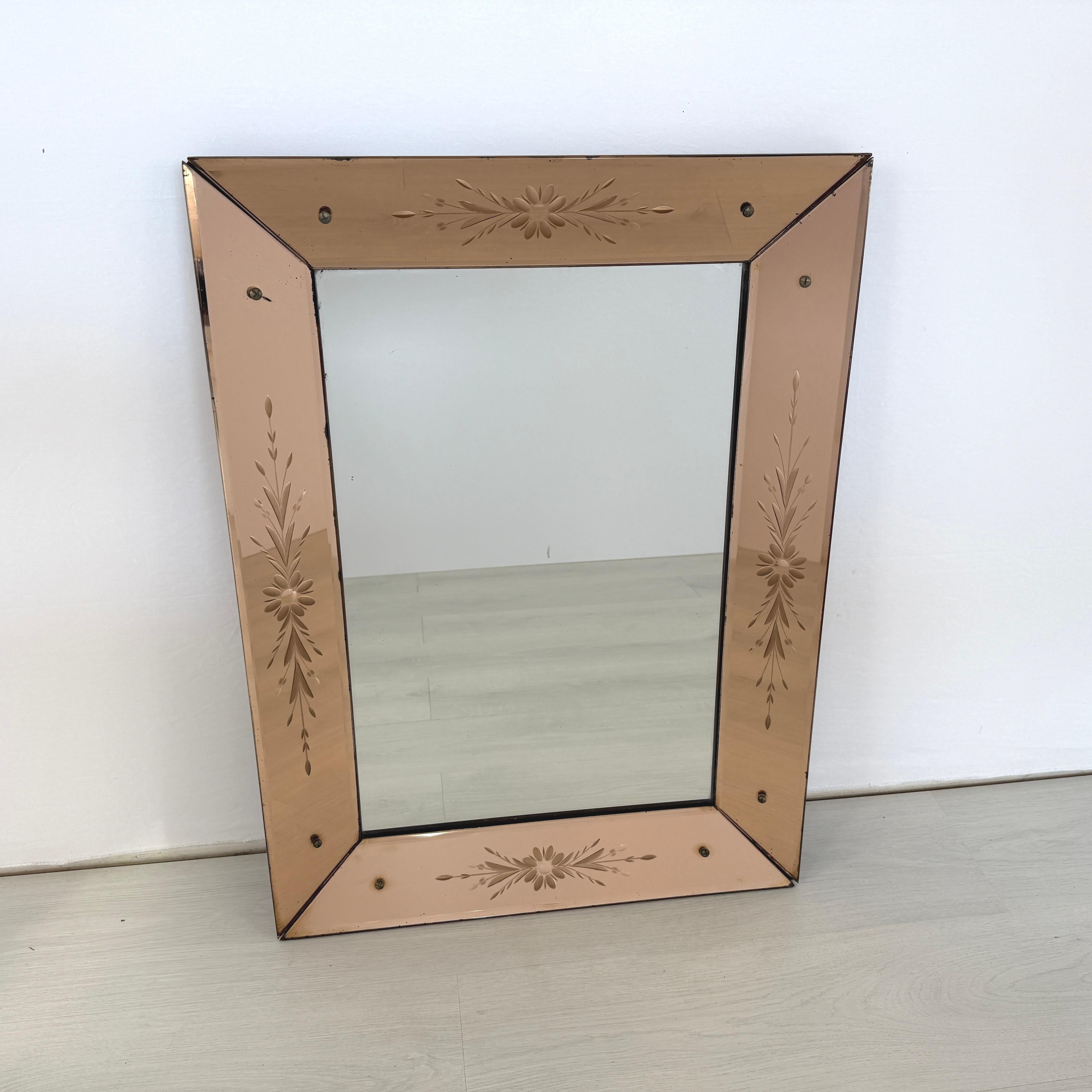 Espejo francés Art Deco Rosa, años 30 Francés en venta