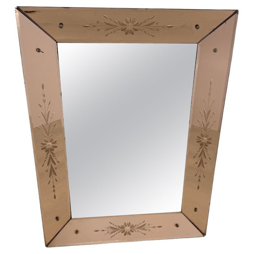 Espejo francés Art Deco Rosa, años 30 en venta