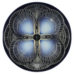 French Art Deco Plate Opaline Glass with Scallops by René Lalique, 1920s
