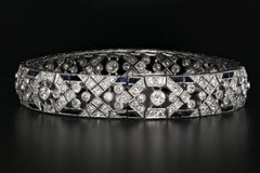 French Art Deco Platinum Diamond and Sapphire Bracelet, circa 1920s