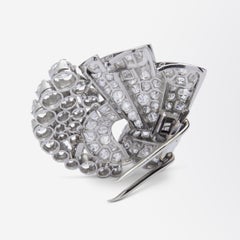 French Art Deco Platinum & Diamond Clip Brooch
