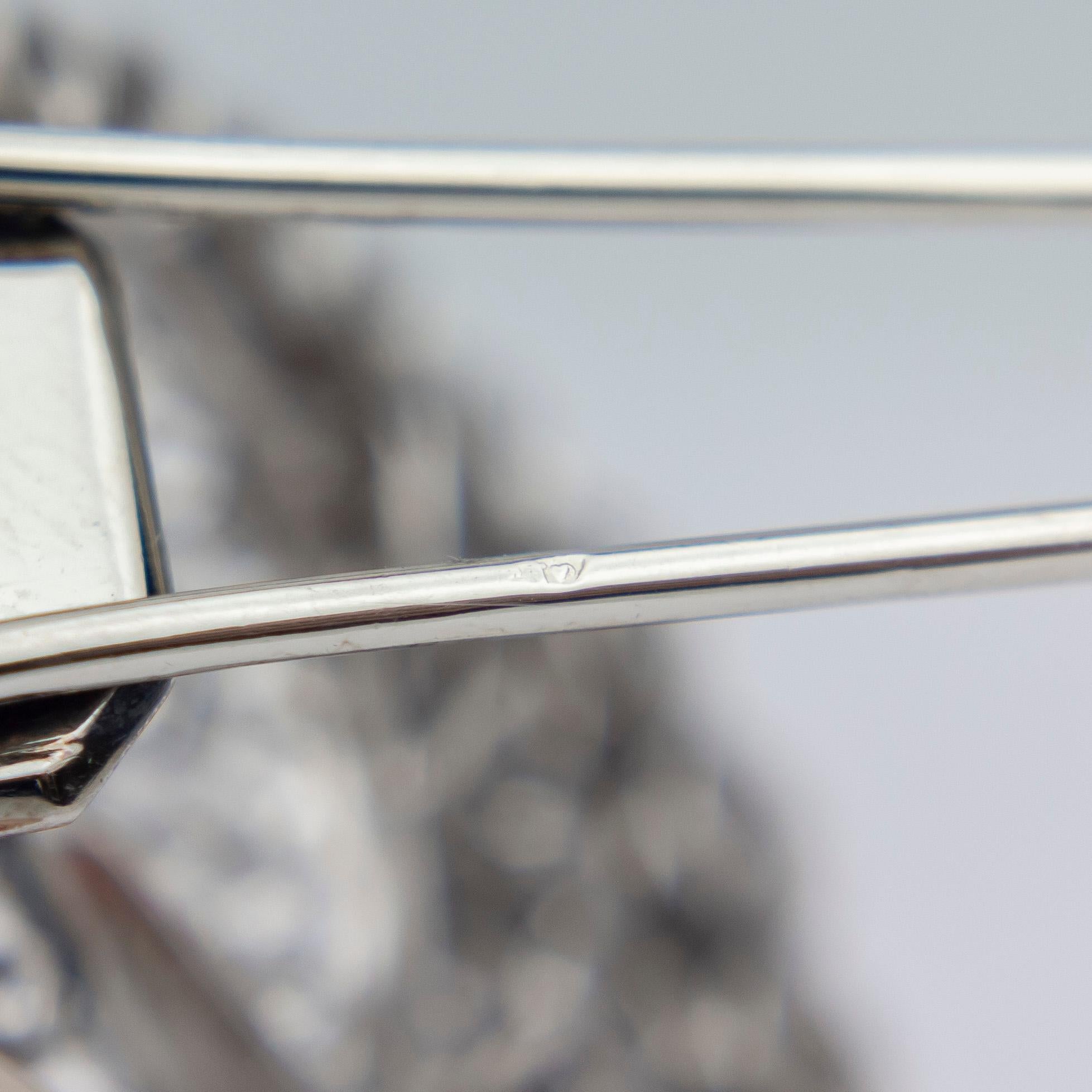 Französische Art Deco Platin & Diamant-Clip-Brosche im Art déco-Stil für Damen oder Herren im Angebot