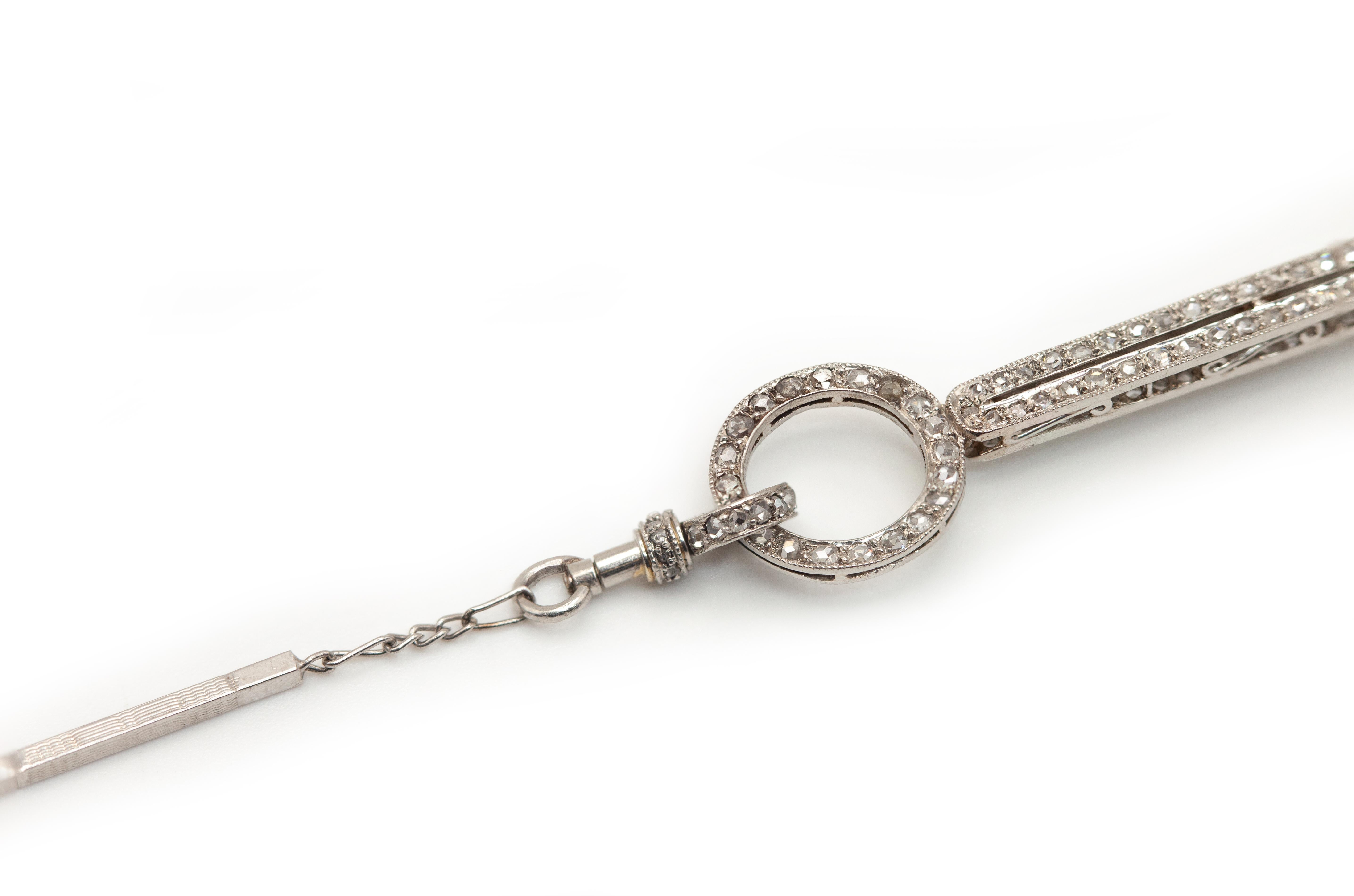 French Art Deco Platinum Diamond Lorgnette Pendant Necklace c. 1920s For Sale 7