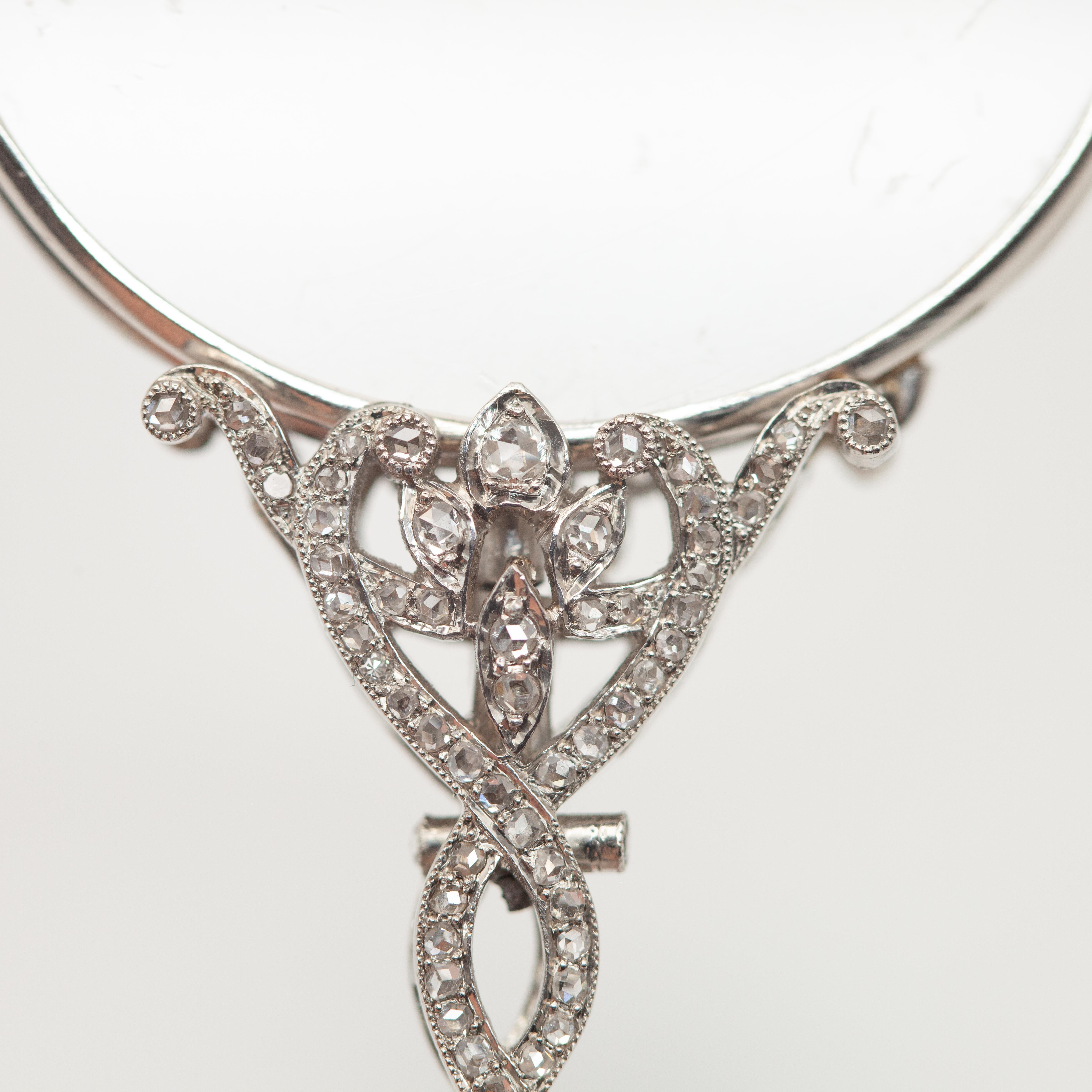 French Art Deco Platinum Diamond Lorgnette Pendant Necklace c. 1920s For Sale 8