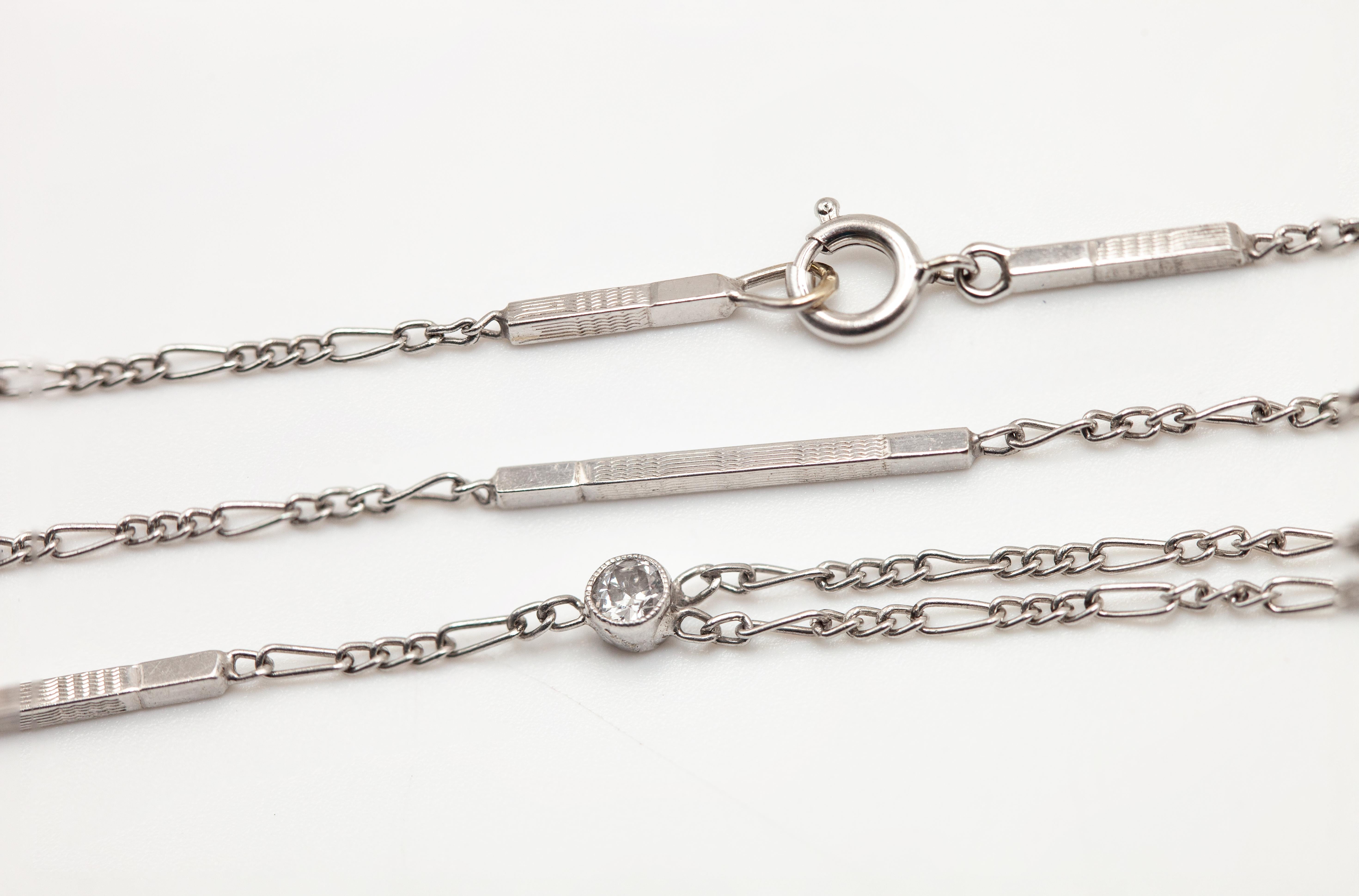 French Art Deco Platinum Diamond Lorgnette Pendant Necklace c. 1920s For Sale 10