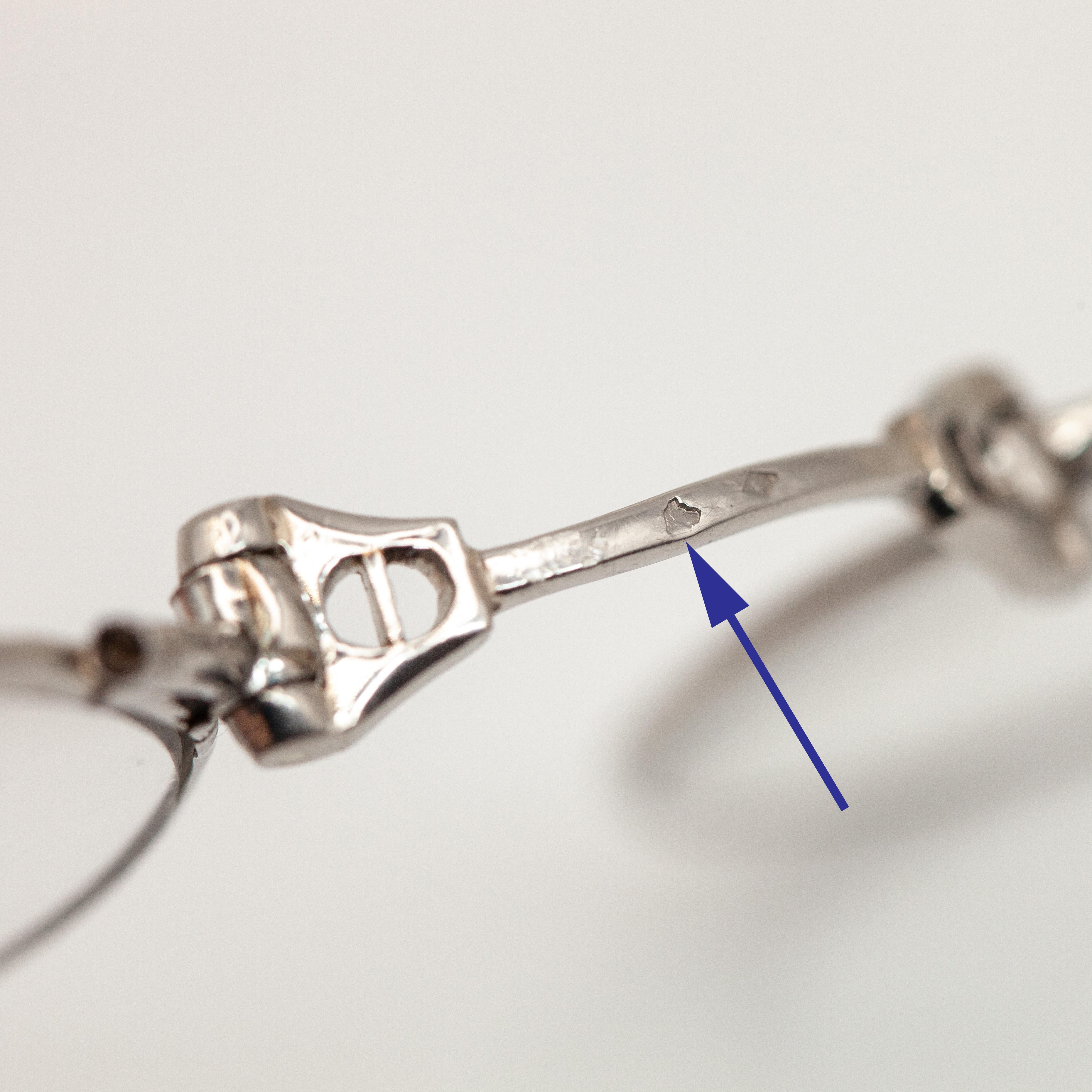 French Art Deco Platinum Diamond Lorgnette Pendant Necklace c. 1920s For Sale 4