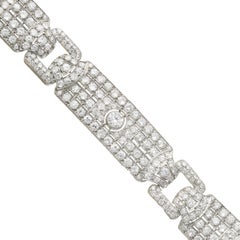 French Art Deco Platinum Diamond Panel Link Bracelet