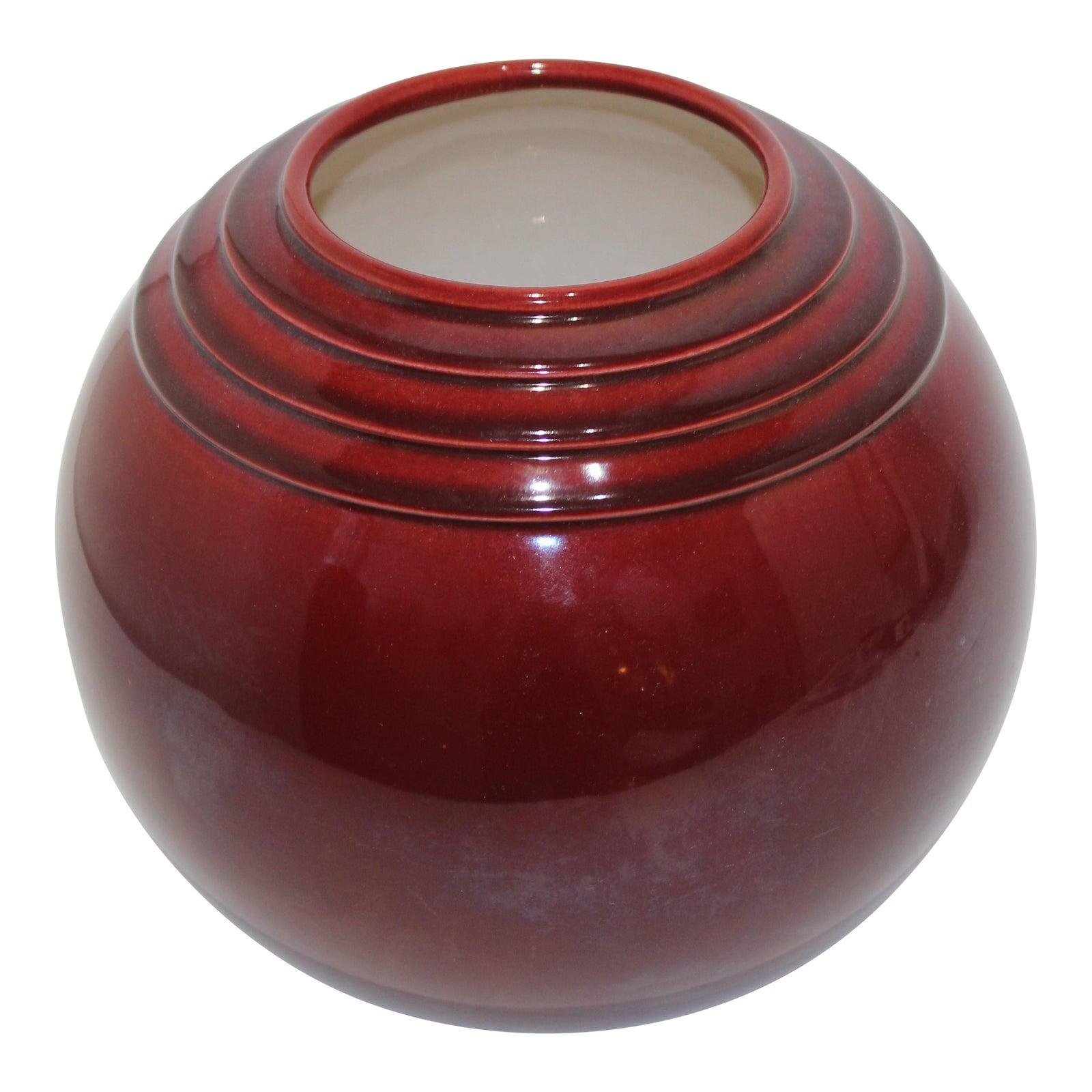 Glazed French Art Deco PM-Sevres Round Ceramic Vase