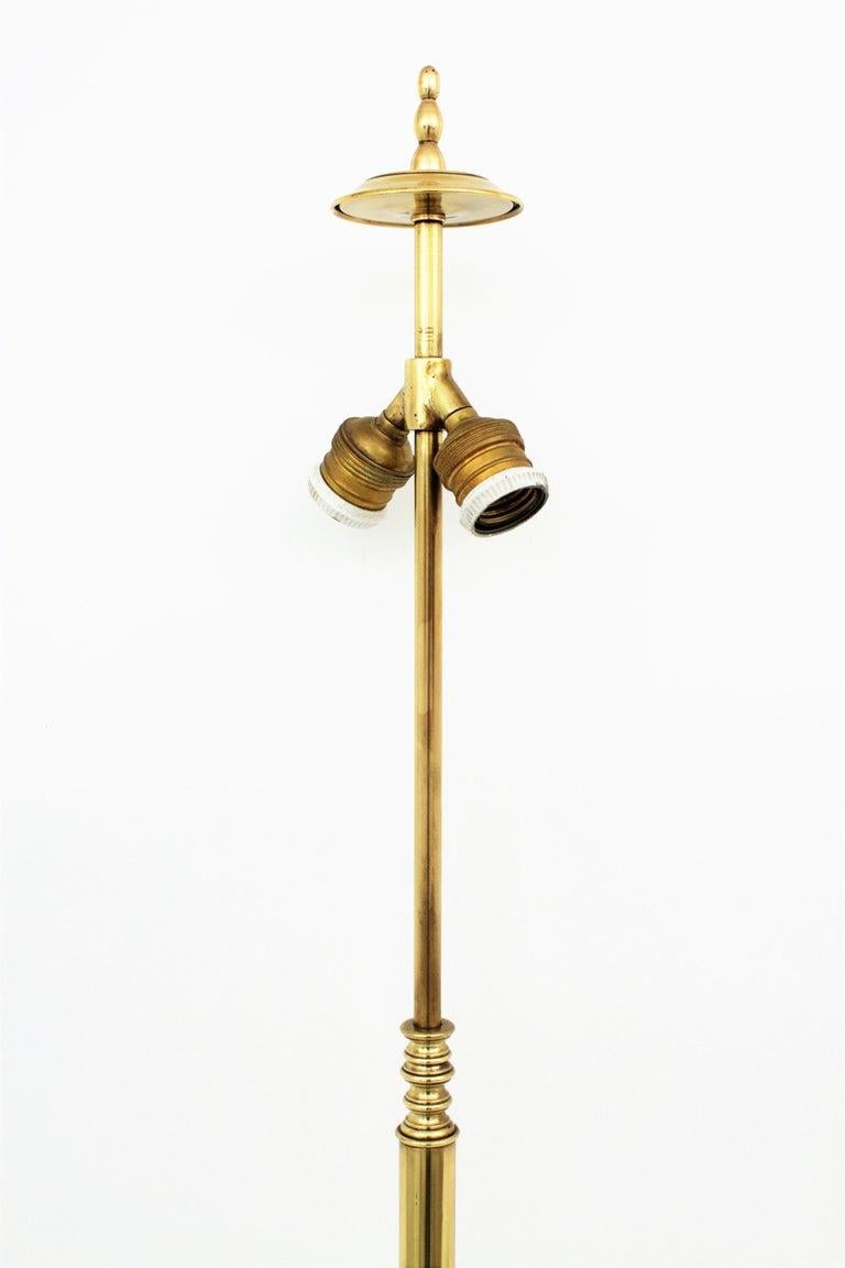 French Art Deco Column Table Lamp in Polished Brass For Sale 4