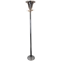French Art Deco Polished Chrome Floor Lamp