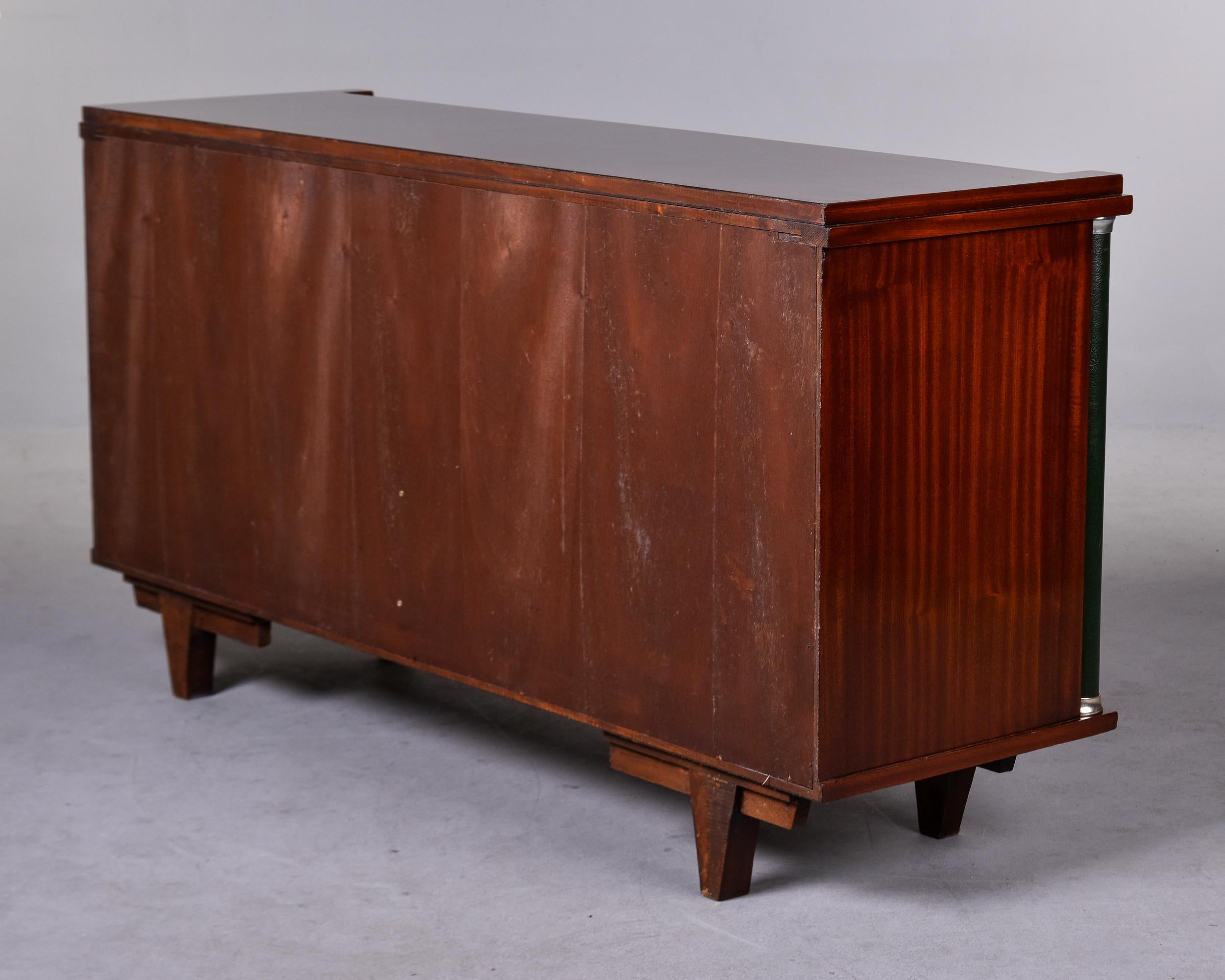French Art Deco Polished Mahogany Cabinet with Leather Covered Pillar Detail 5