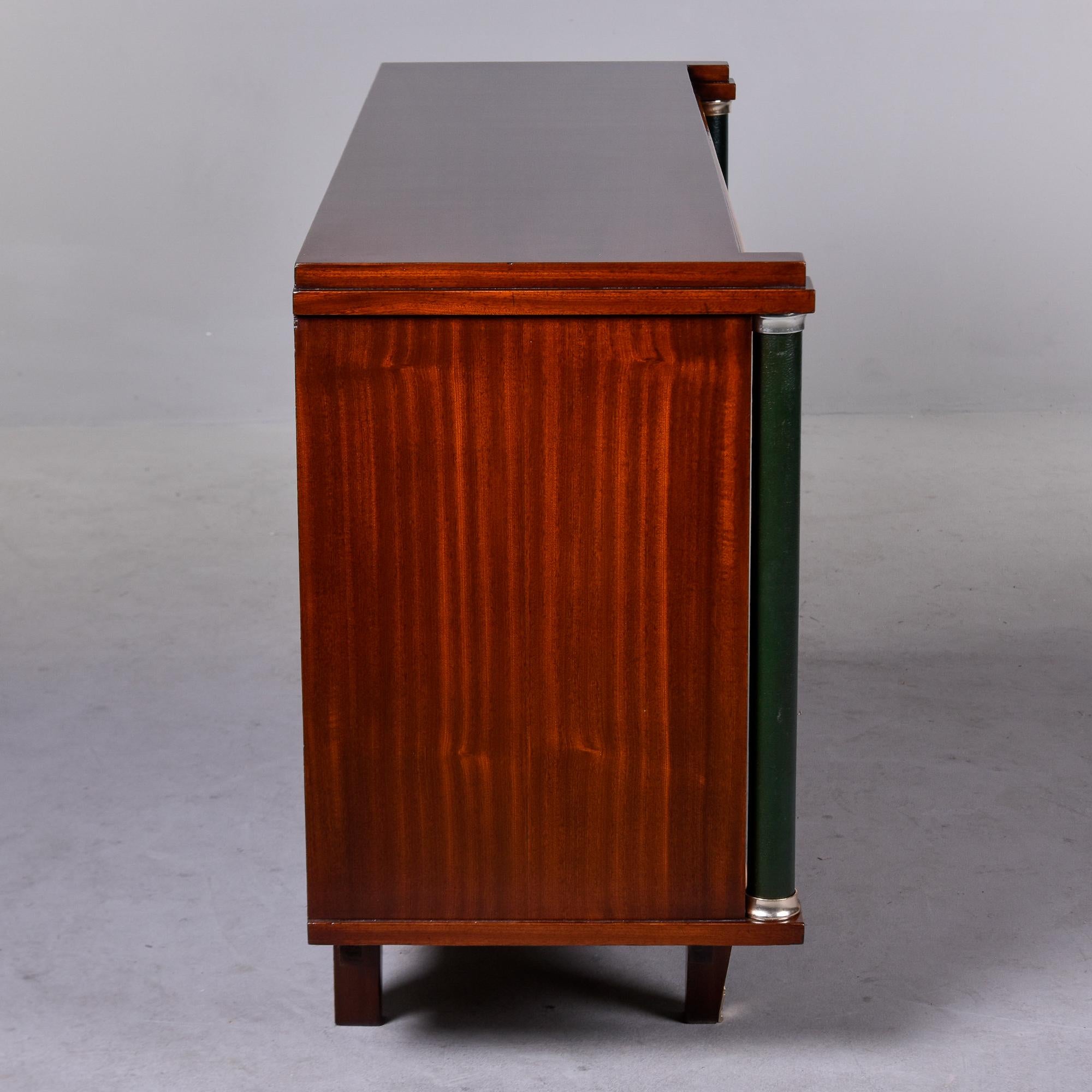 French Art Deco Polished Mahogany Cabinet with Leather Covered Pillar Detail 6