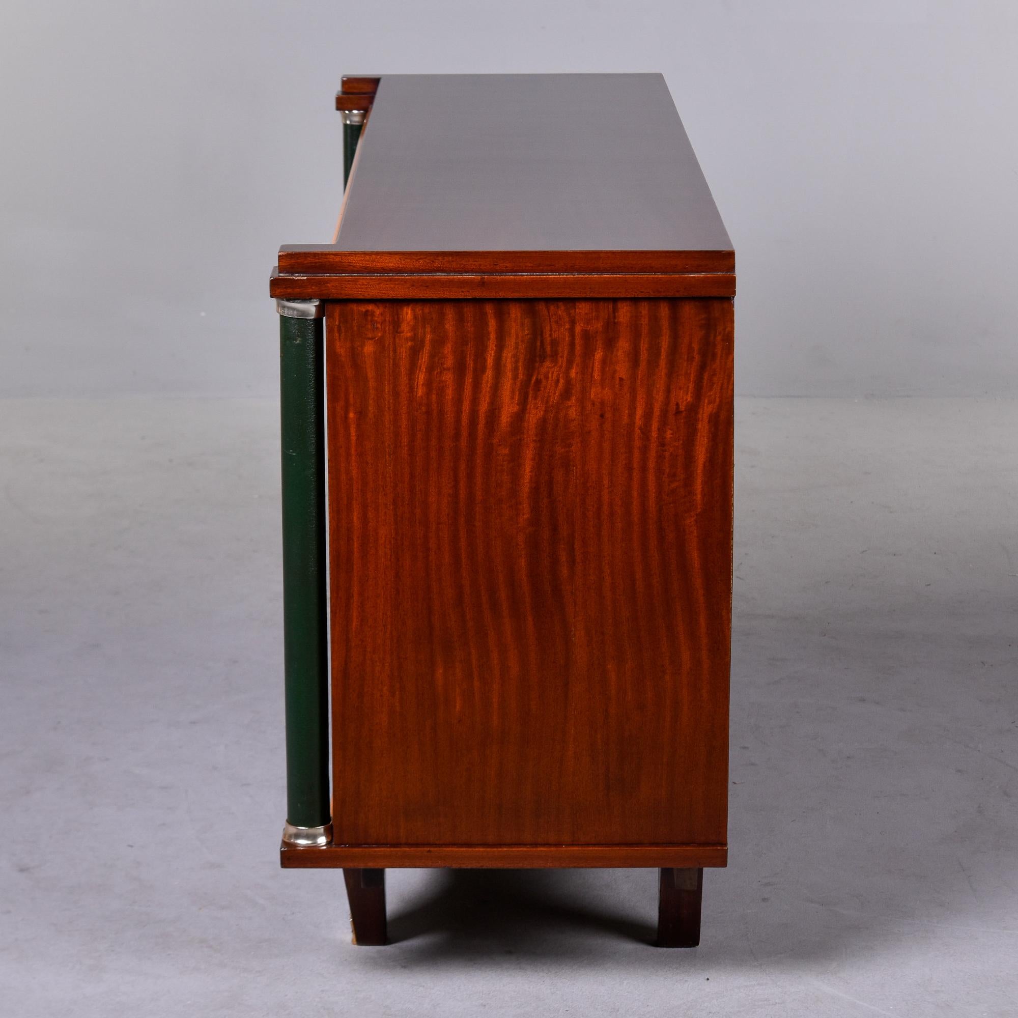 French Art Deco Polished Mahogany Cabinet with Leather Covered Pillar Detail 3