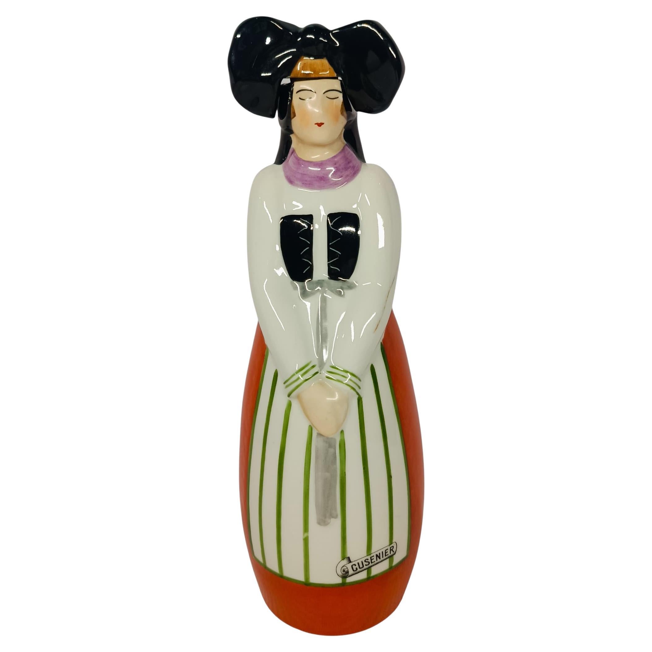 French Art Deco Porcelain Liqueur Bottle by Robj France circa 1930