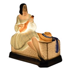 Antique French Art Deco Porcelain Night-Light, 1920s