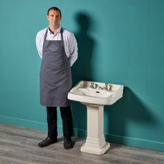 French Art Deco Porcelain Pedestal Basin