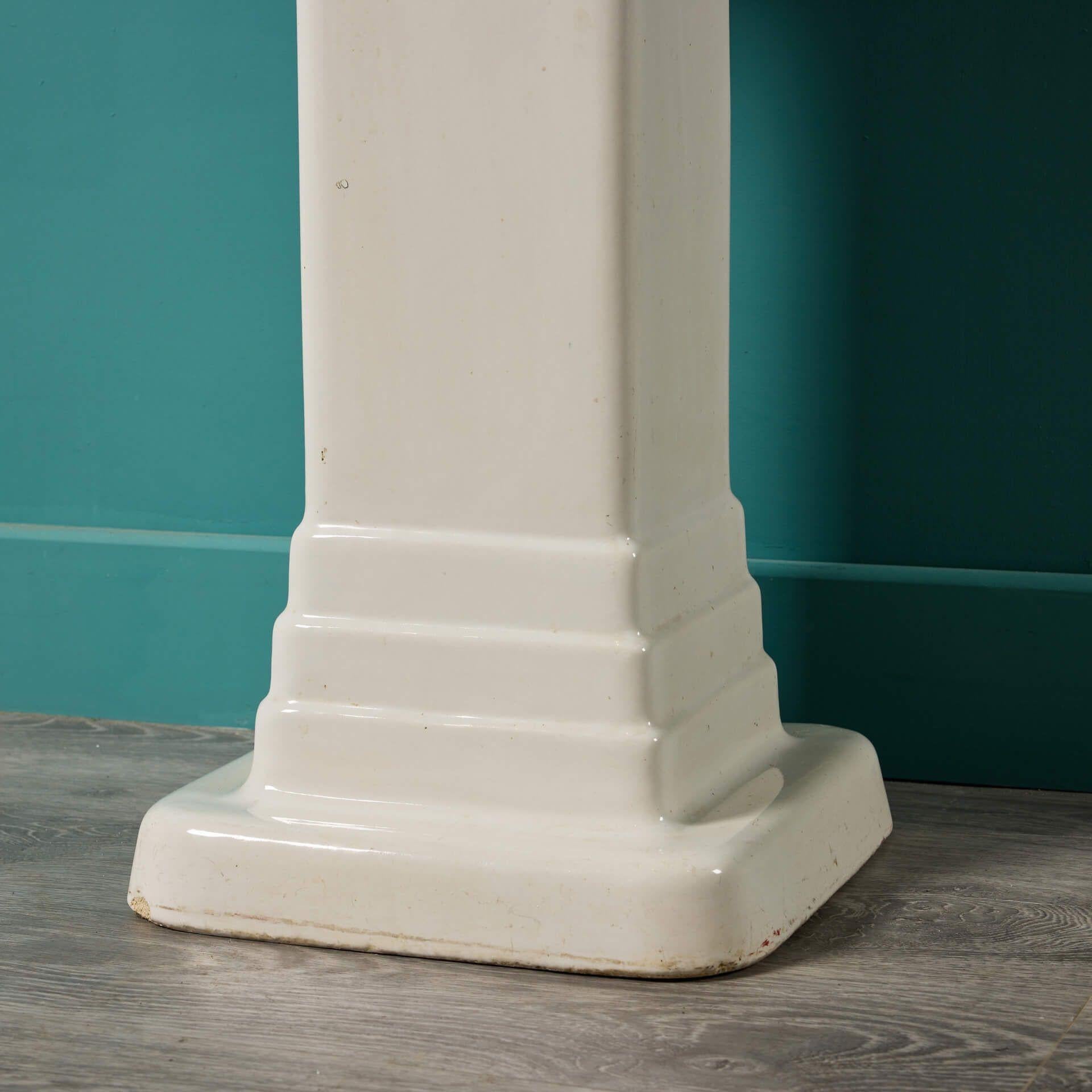 20th Century French Art Deco Porcelain Pedestal Basin For Sale