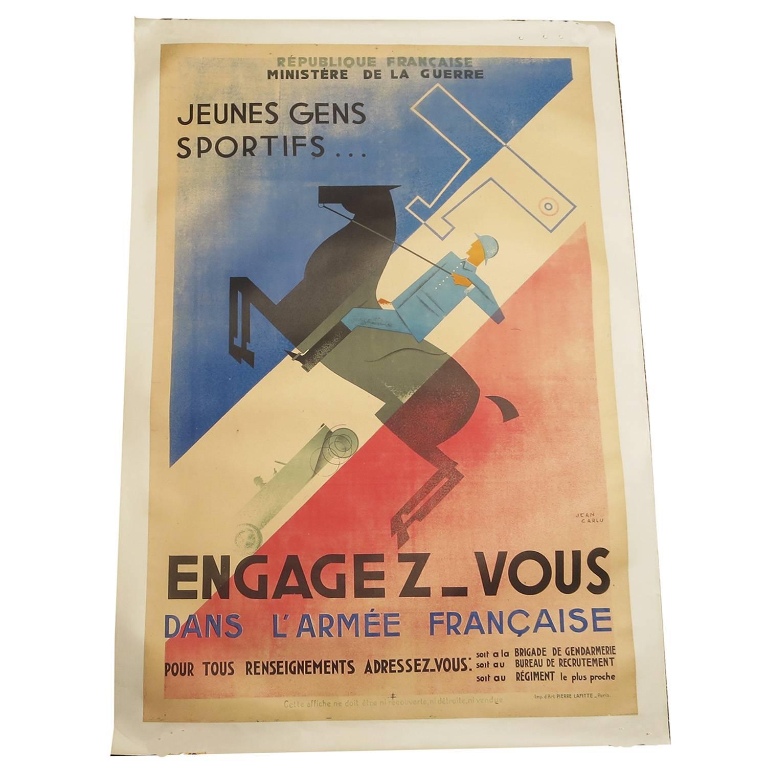 French Art Deco Poster by Jean Carlu "Engagez-Vous" For Sale