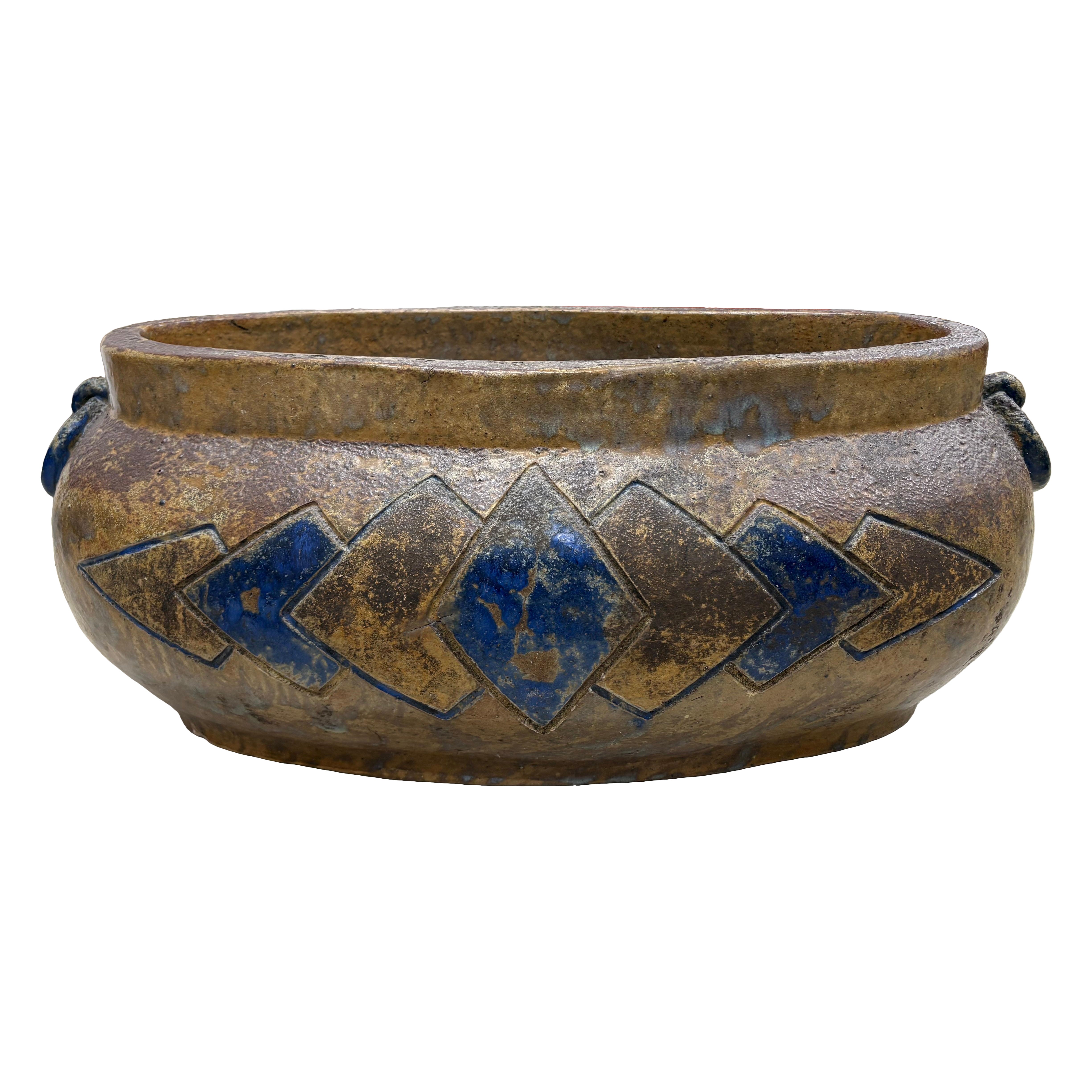 French Art Deco Pottery Jardiniere For Sale