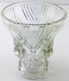 Small French Art Deco Pressed Glass Vase Attributed to Lalique, circa 1930s