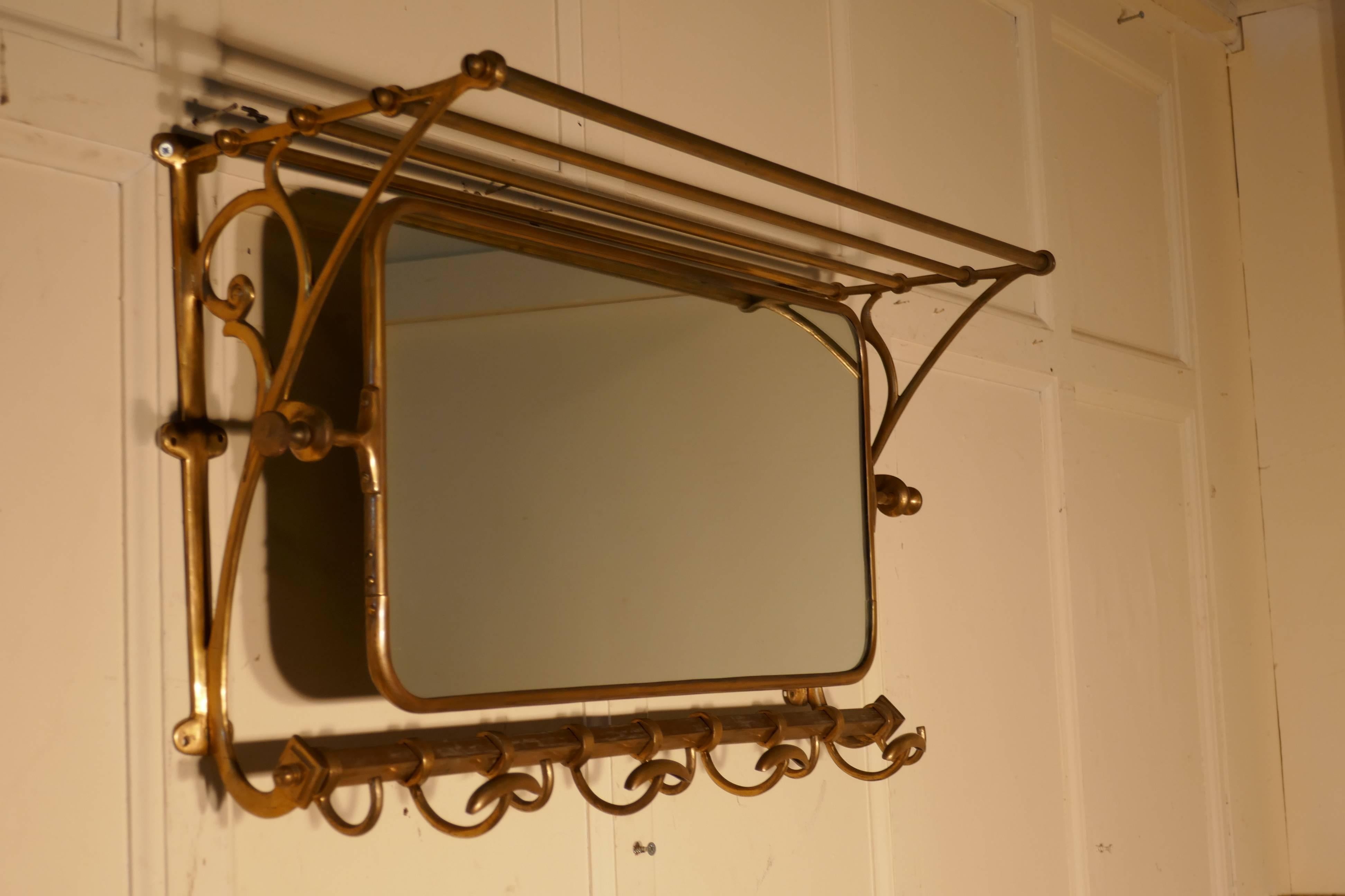 French Art Deco Pullman Hat and Coat Mirror from a Train 3