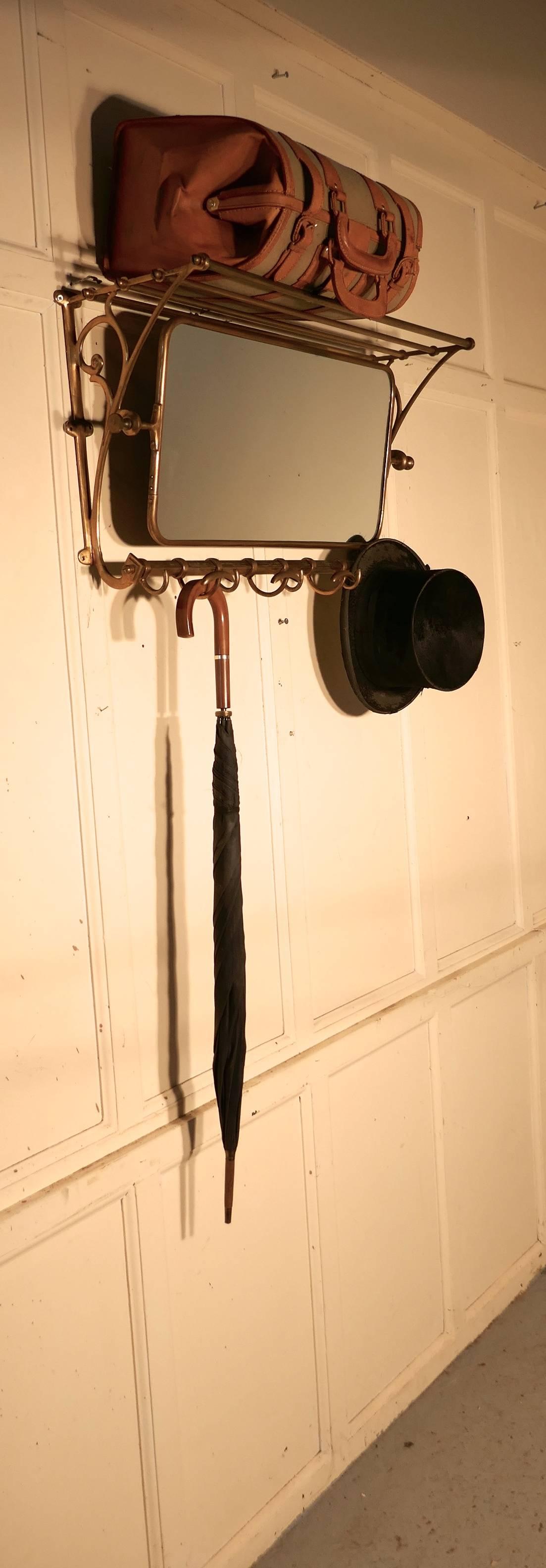 French Art Deco Pullman Hat and Coat Mirror from a Train 5