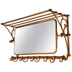 Miroir à chapeau et à manteau Art Déco Pullman français provenant d'un train