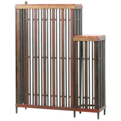 French Art Deco Radiator Cover, Wrought Iron with 'Rouge de Vérone' Marble