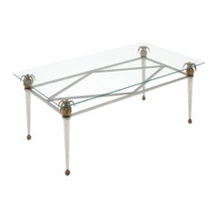 French Art Deco "Raphael" Palms Coffee Table, Steel & Brass, 1940